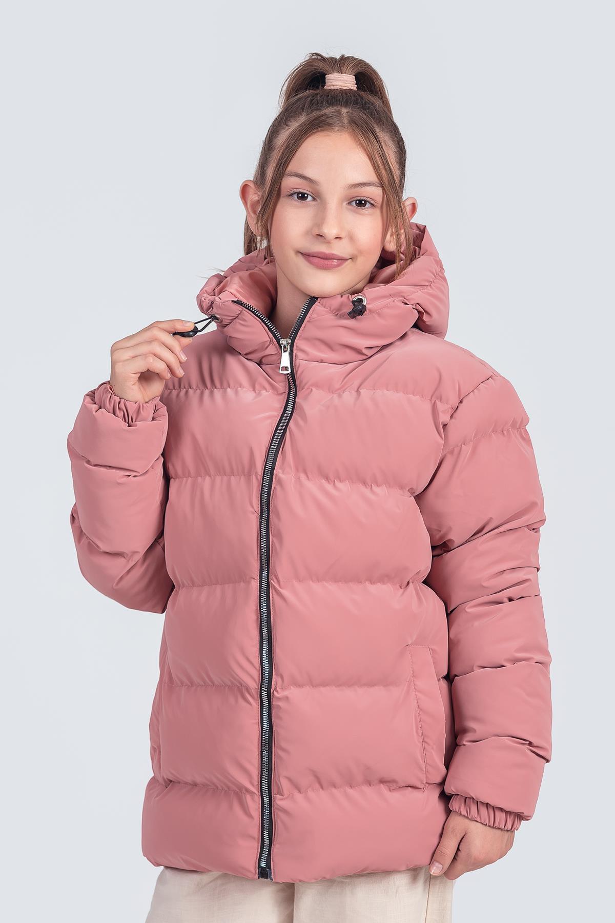 پینا کیدز پالتو زمستانی دخترانه کلاه دار پارچه ای نوا KM1010