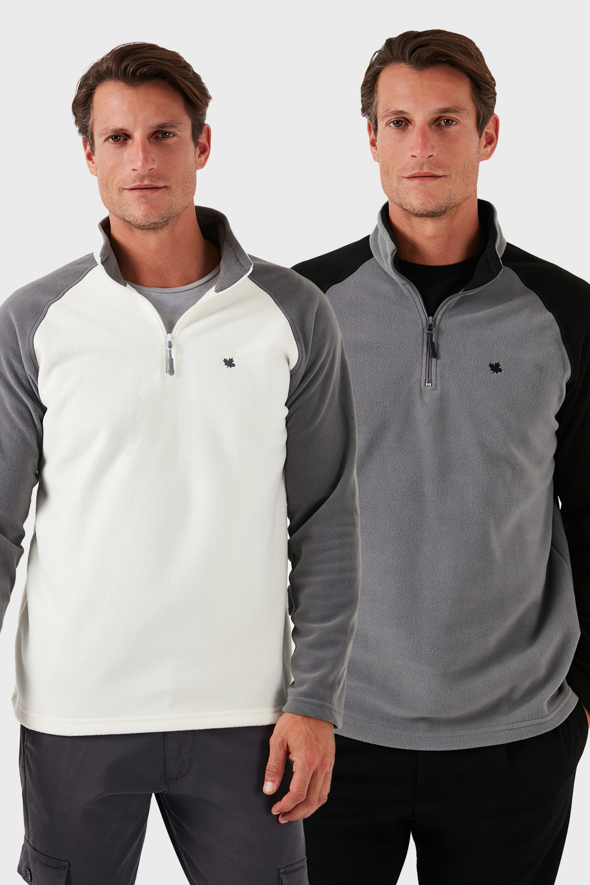 بوراتی بسته دو عددی کاپشن زمستانی مردانه پلار مدل POLAR 5906055S2، نیم زیپ، طرح برجسته، اسلیم فیت