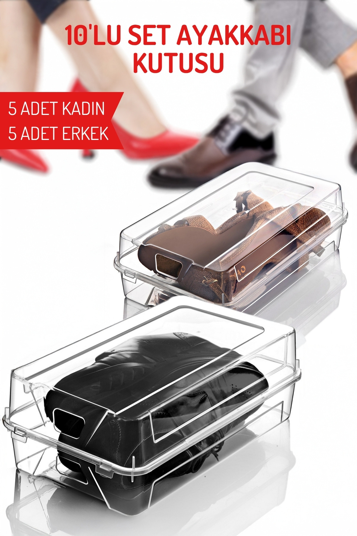 Nandy Home 10'lu Ayakkabı Kutusu Seti - 5 Kadın 5 Erkek Ayakkabı Kutusu