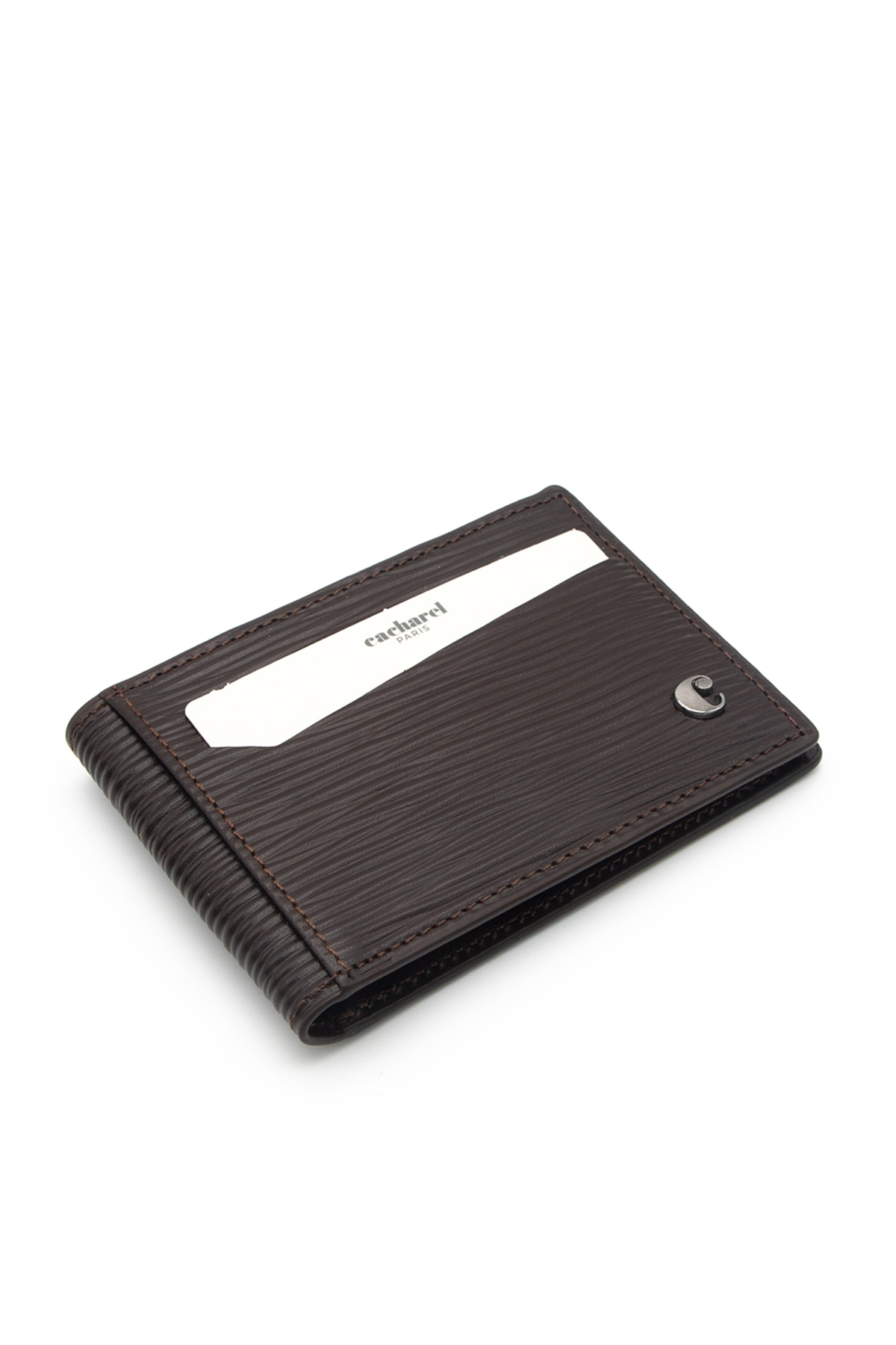 کاشارل جا کارتی چرمی قهوه‌ای طرح‌دار کد 0336A4K