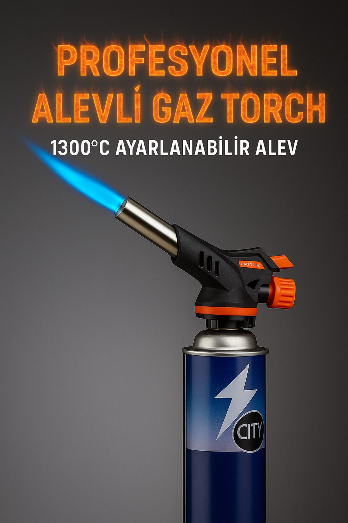 Coverzone Gaz Torch Pürmüz - 1300°C Ayarlı Alev, Otomatik Ateşleme