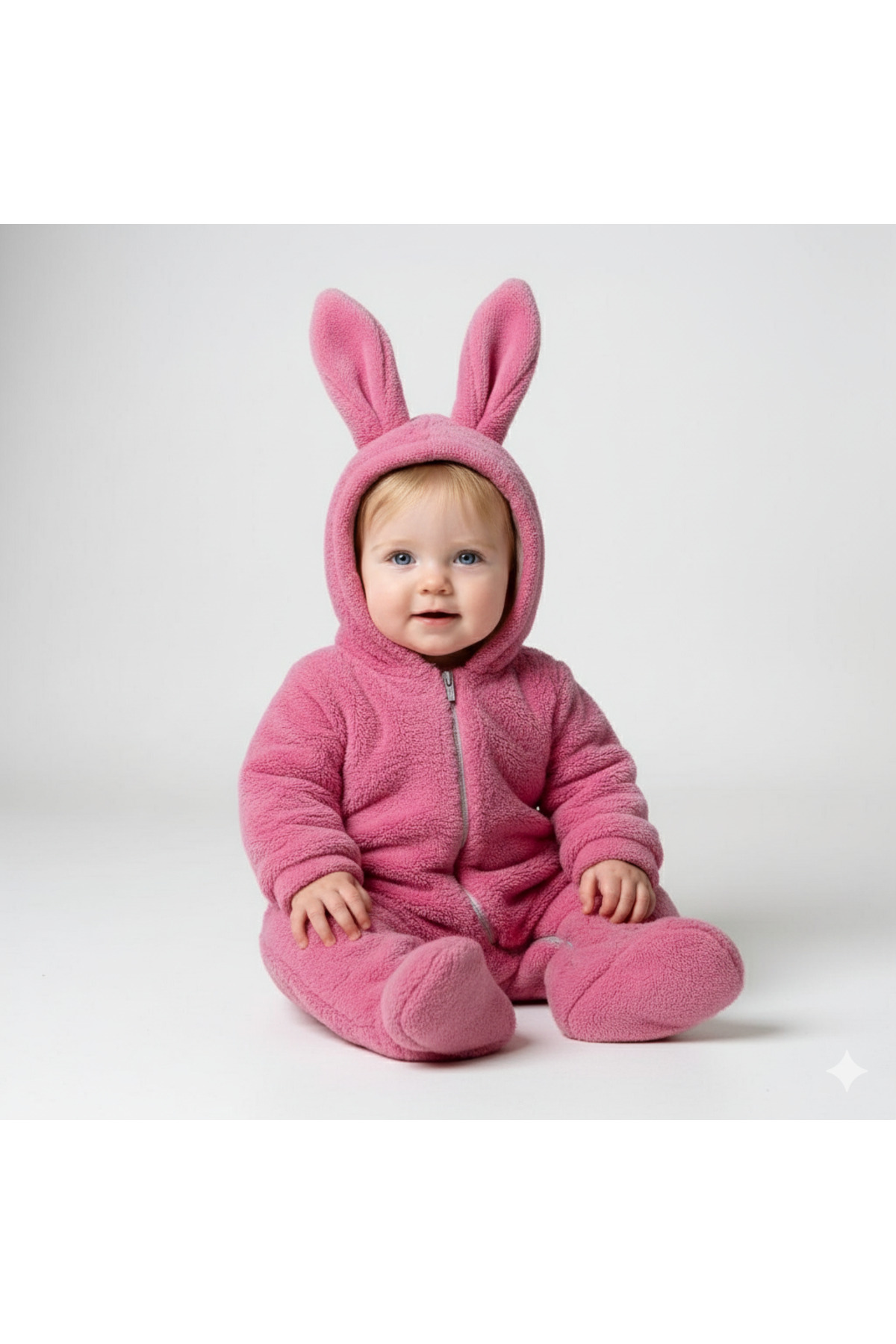 Minelora Kids | Sevimli Tavşan Kulaklı Erkek Bebek Tulumu | Peluş Kışlık Kapüşonlu Tulum | 0-9 Ay fotoğrafı 5 (önizleme)