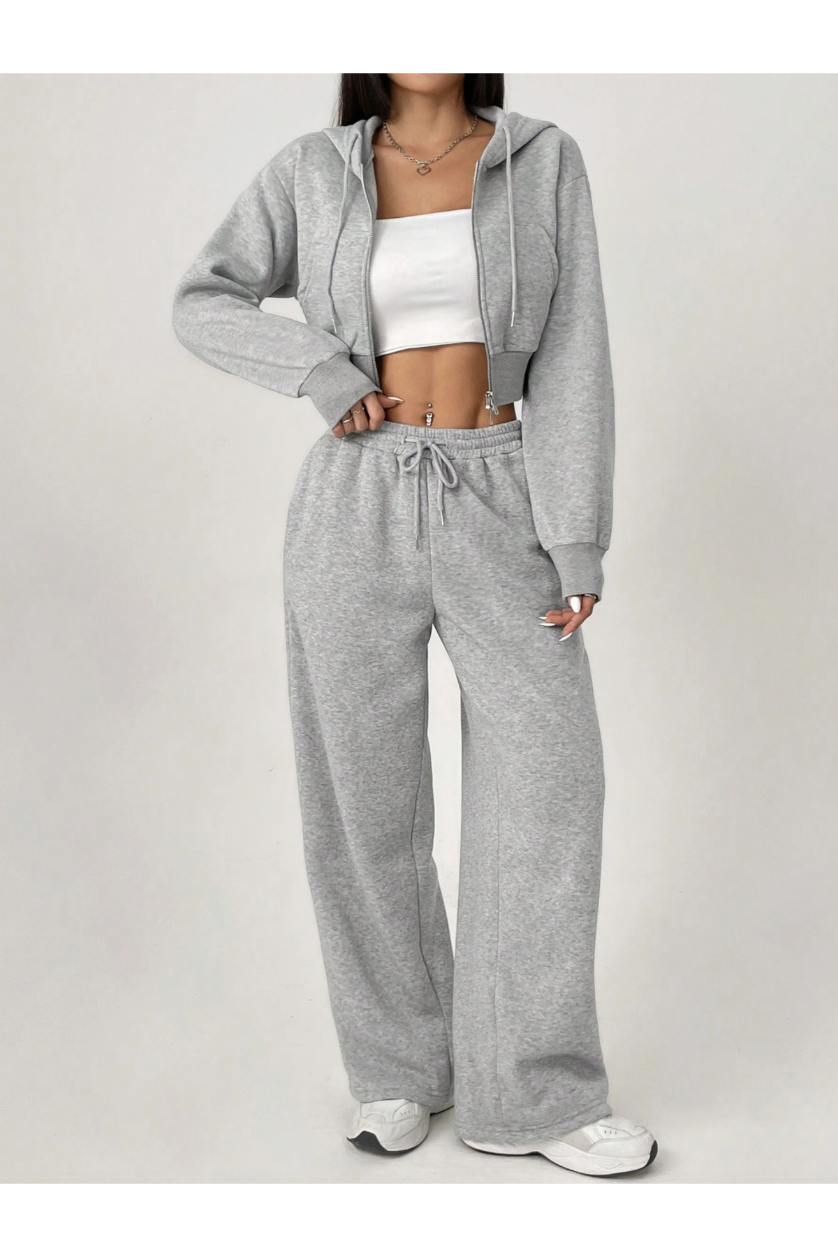 S&A DESIGN Γυναικείο χειμερινό παντελόνι με φαρδύ πόδι, 2 κλωστές, χοντρό επένδυση από φλις, χτενισμένο βαμβακερό ύφασμα