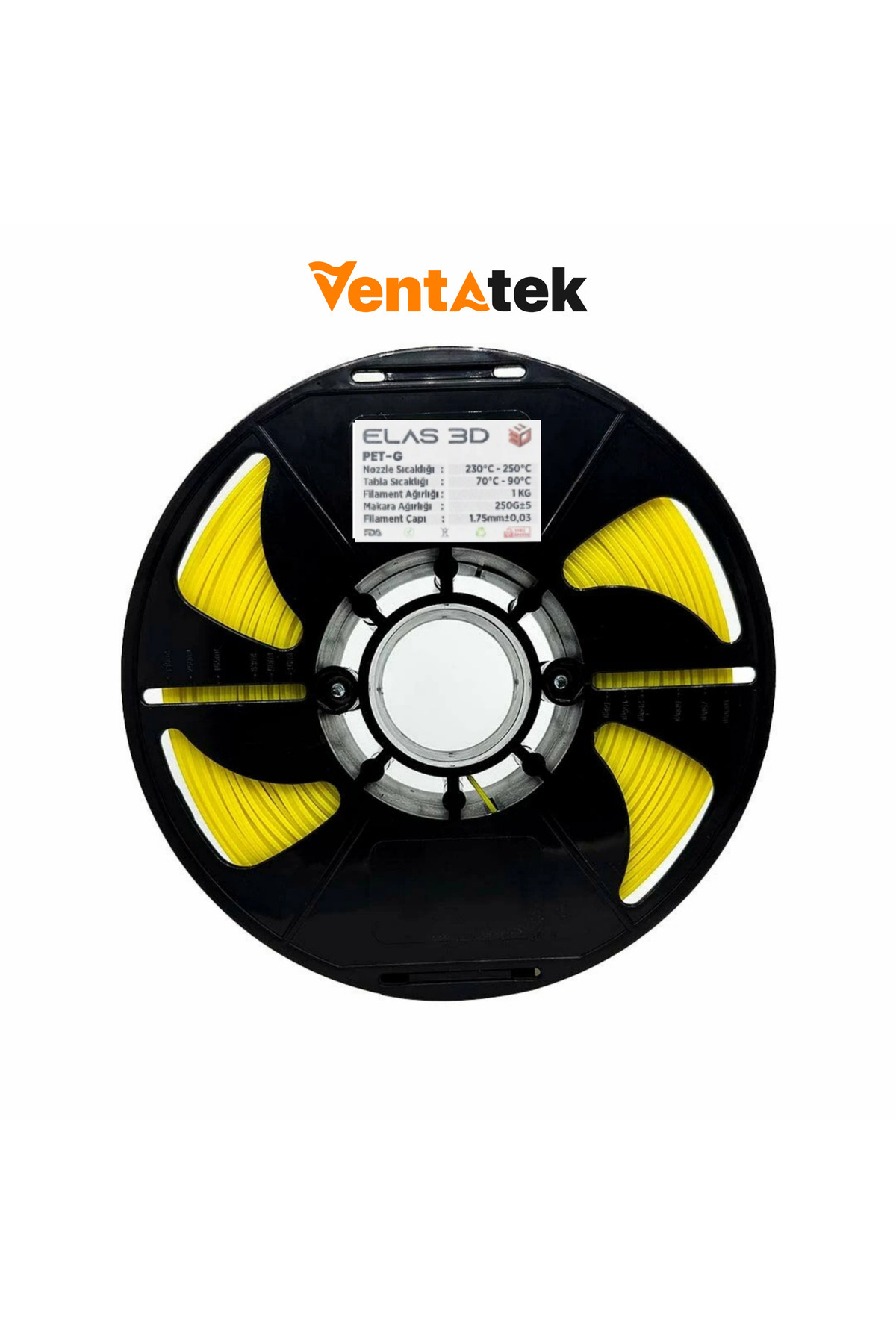 ELAS3D Elas 3D Sarı PETG Filament - 1.75mm - 1 Kg
