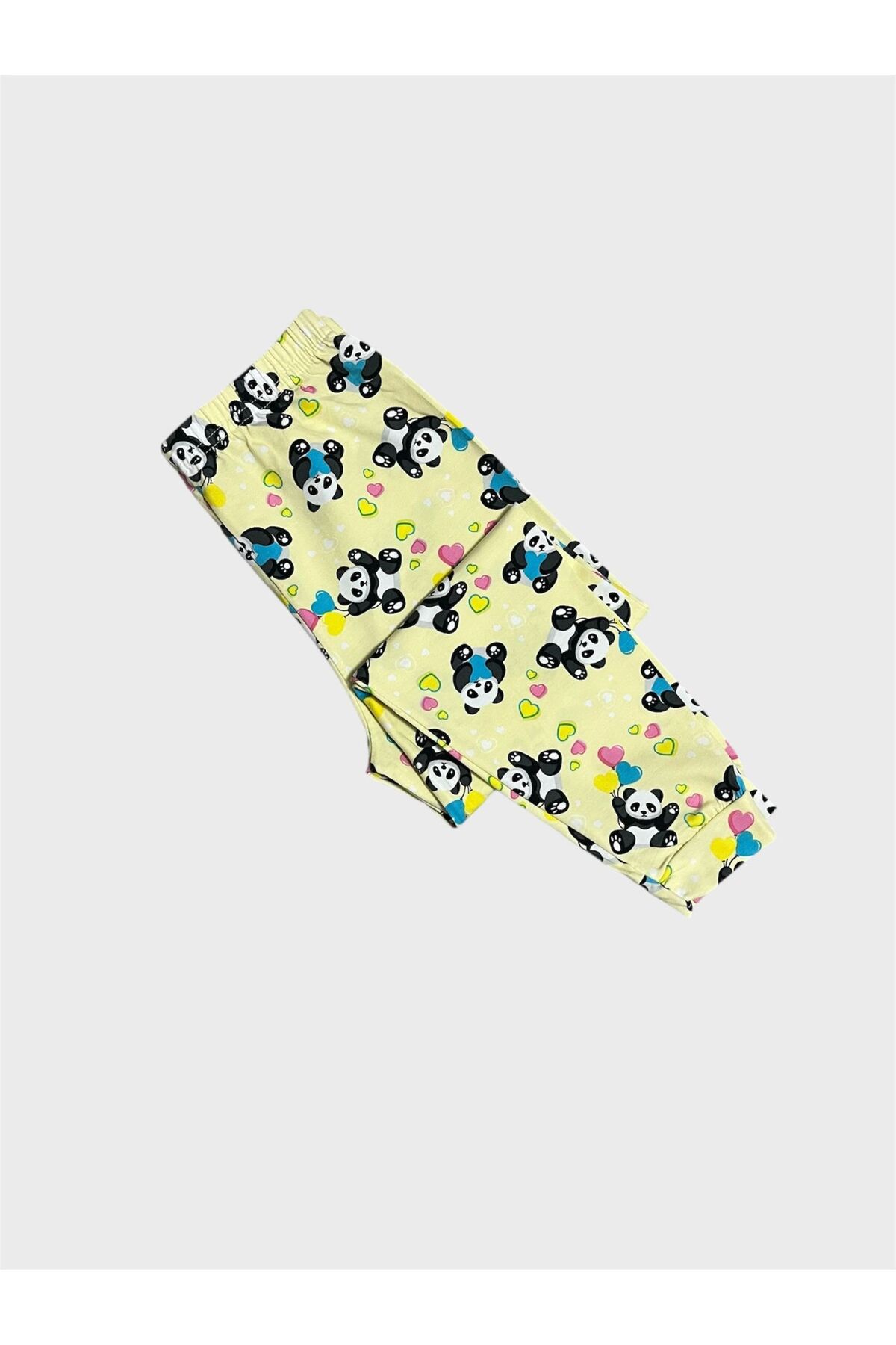 elmas kids Kız Çocuk Pamuklu Sarı Panda Desenli Mevsimlik Uzun Kollu Pijama Takımı fotoğrafı 5 (önizleme)
