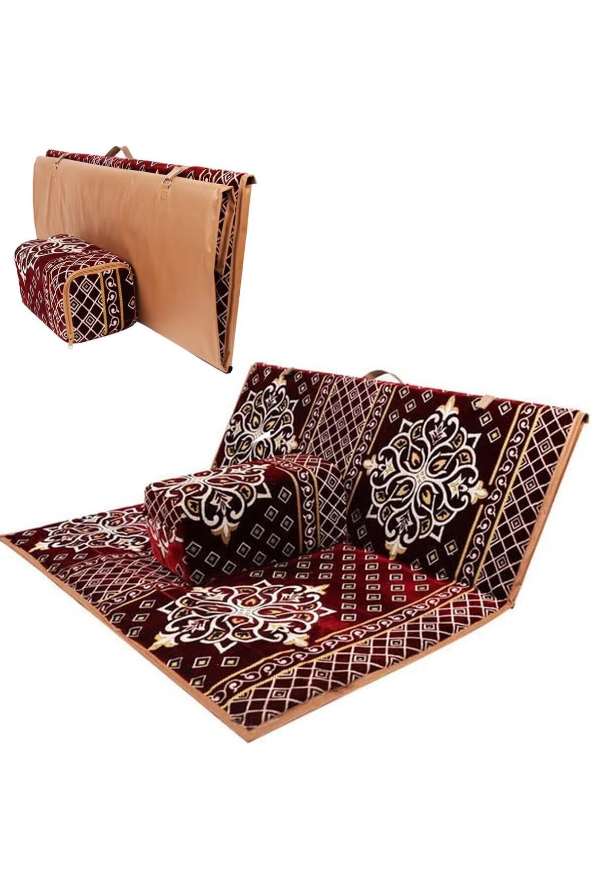 كرسي أرضي قابل للطي والتعديل للبر و اللنزهات والتخييم والشاطئ,قماش ناعم مزخرف