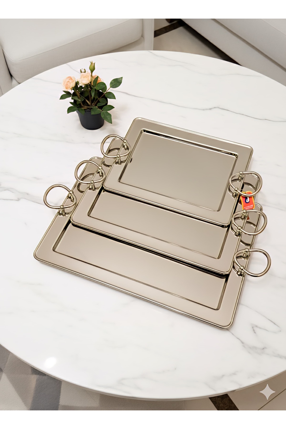 صينيه تقديمات 3 أحجام فل نيكل مقاس كبير48x34 وسط 4...