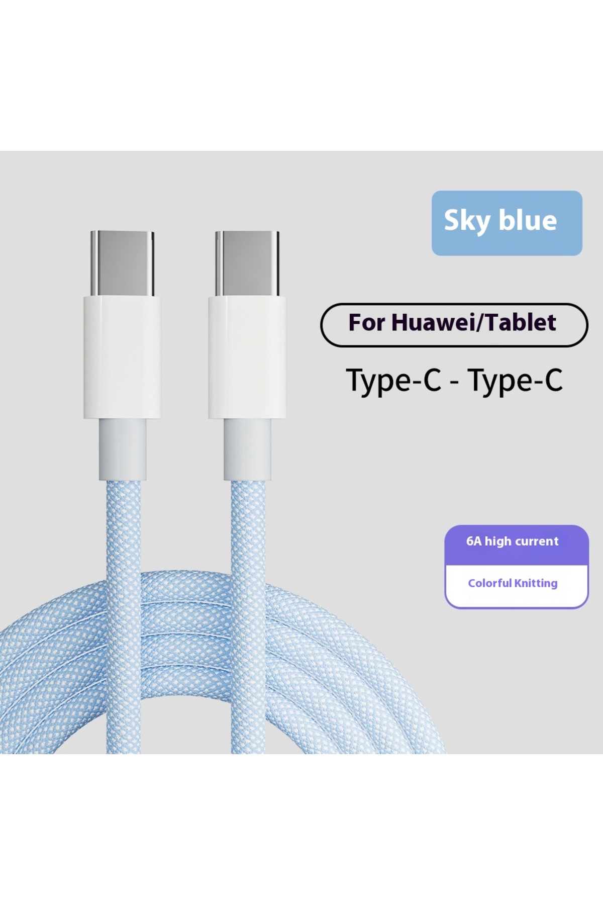 Choice كابل ZIJAZO أزرق بطول 2 متر، من نوع USB-C إلى Type C، لشحن سريع ...