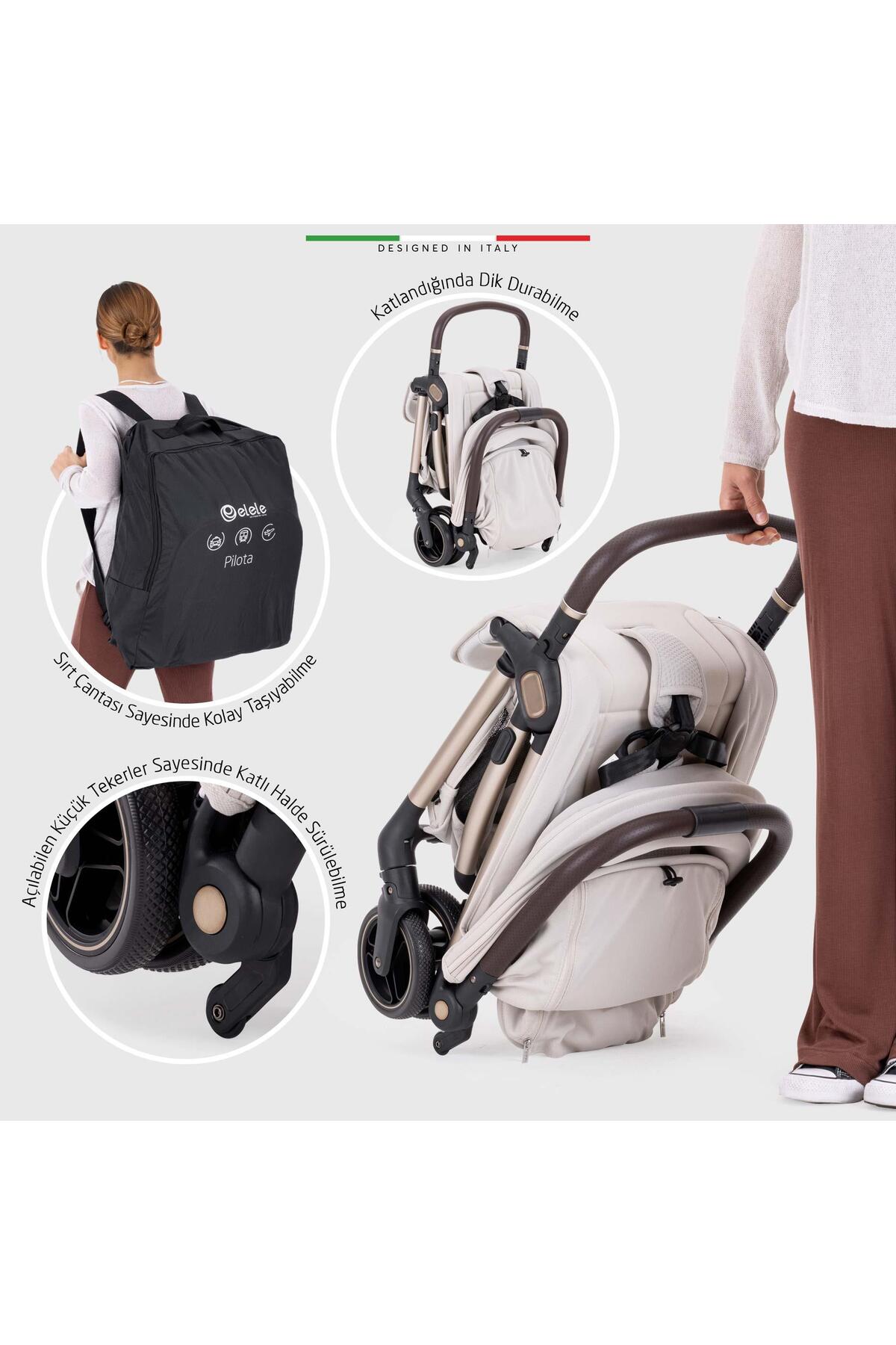 Elele Pilota Premium Kabin Tipi Bebek Arabası Siyah fotoğrafı 4 (önizleme)