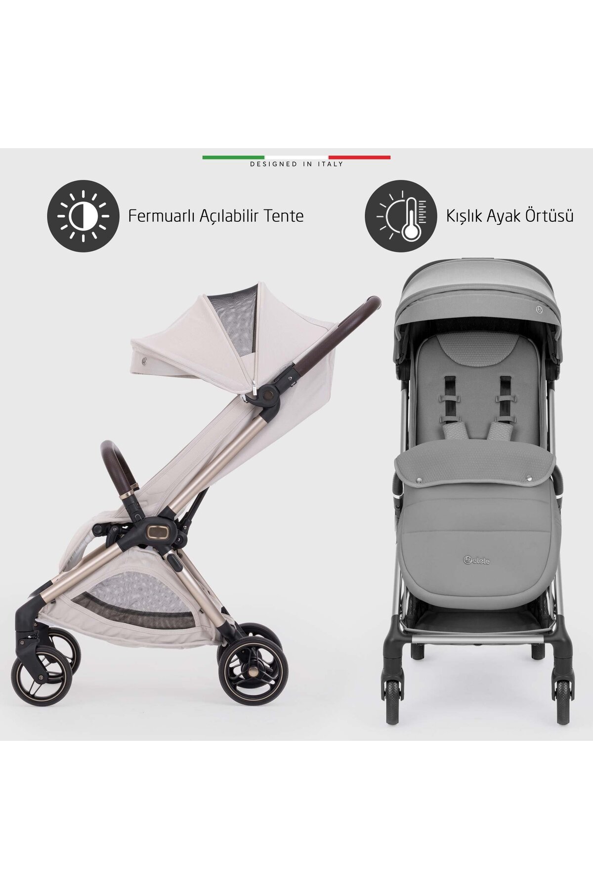 Elele Pilota Premium Kabin Tipi Bebek Arabası Gri fotoğrafı 7 (önizleme)