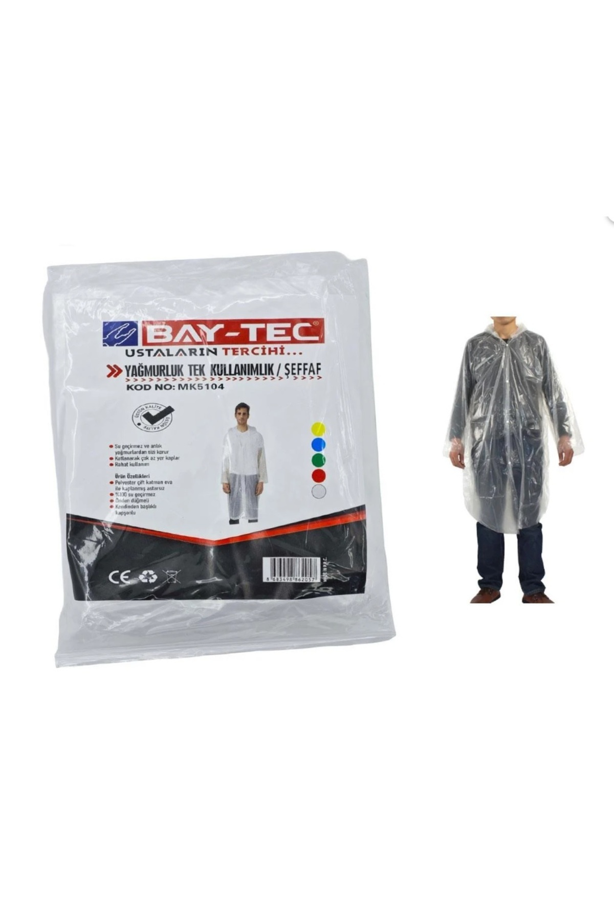 bay tecc BAY-TEC TEK KULLANIM YAĞMURLUK ŞEFFAF MK5104