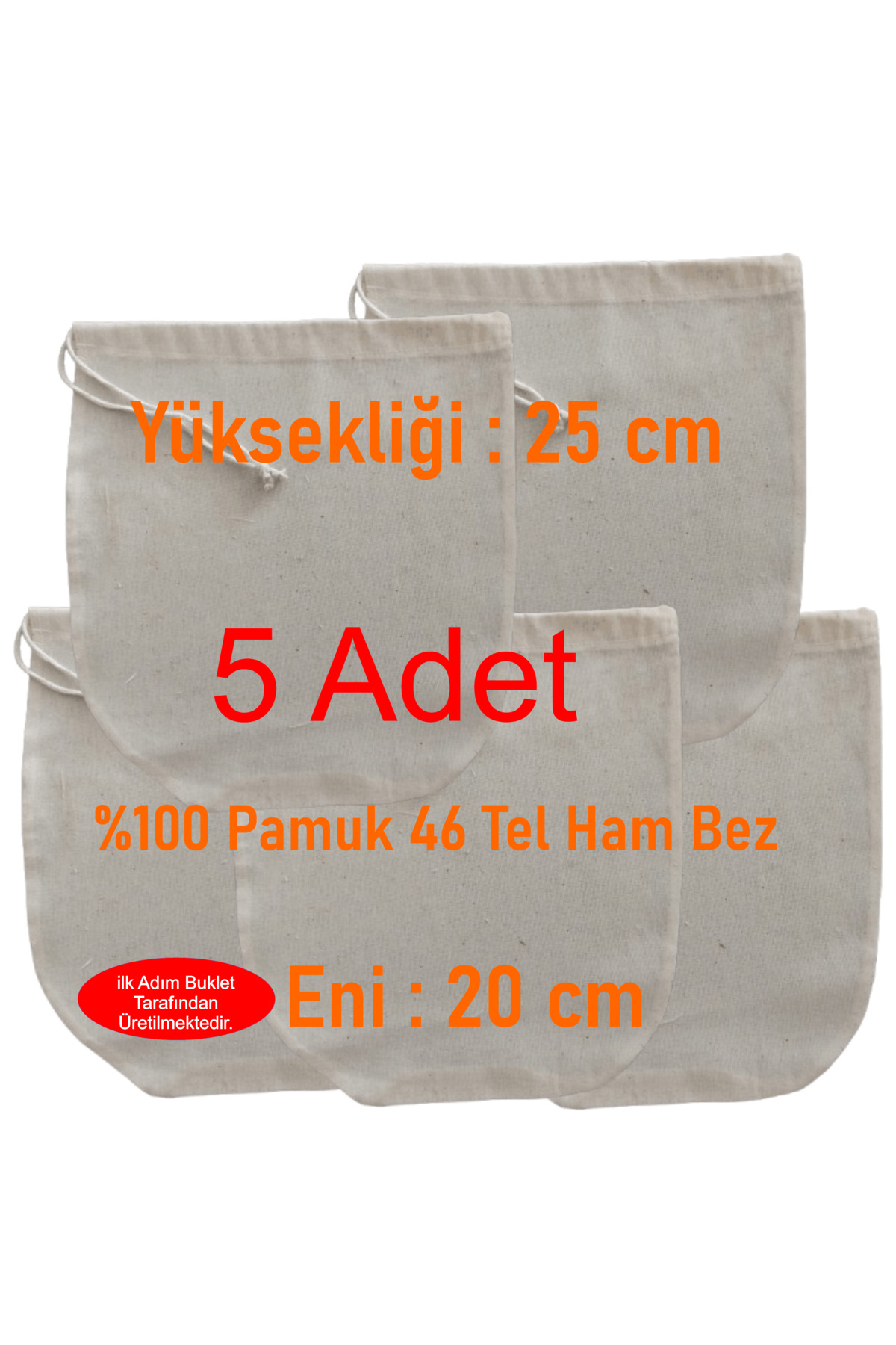 ilkadimbuklet 5 Adet 20 x 25 cm Organik Pamuk Süzme Kesesi , Süt Bezi Çok Amaçlı Süzme Kesesi Süt fotoğrafı 3 (önizleme)