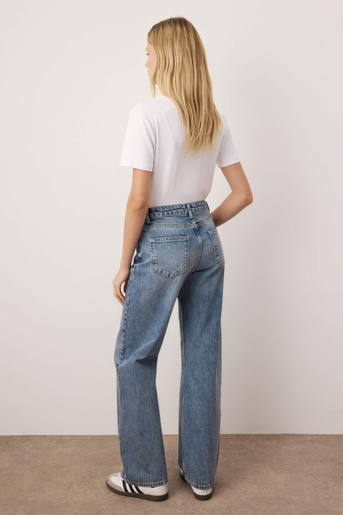 Trendyolmilla  Mavi Yüksek Bel Wide Leg Jeans TWOSS25JE00089 - Görsel 4