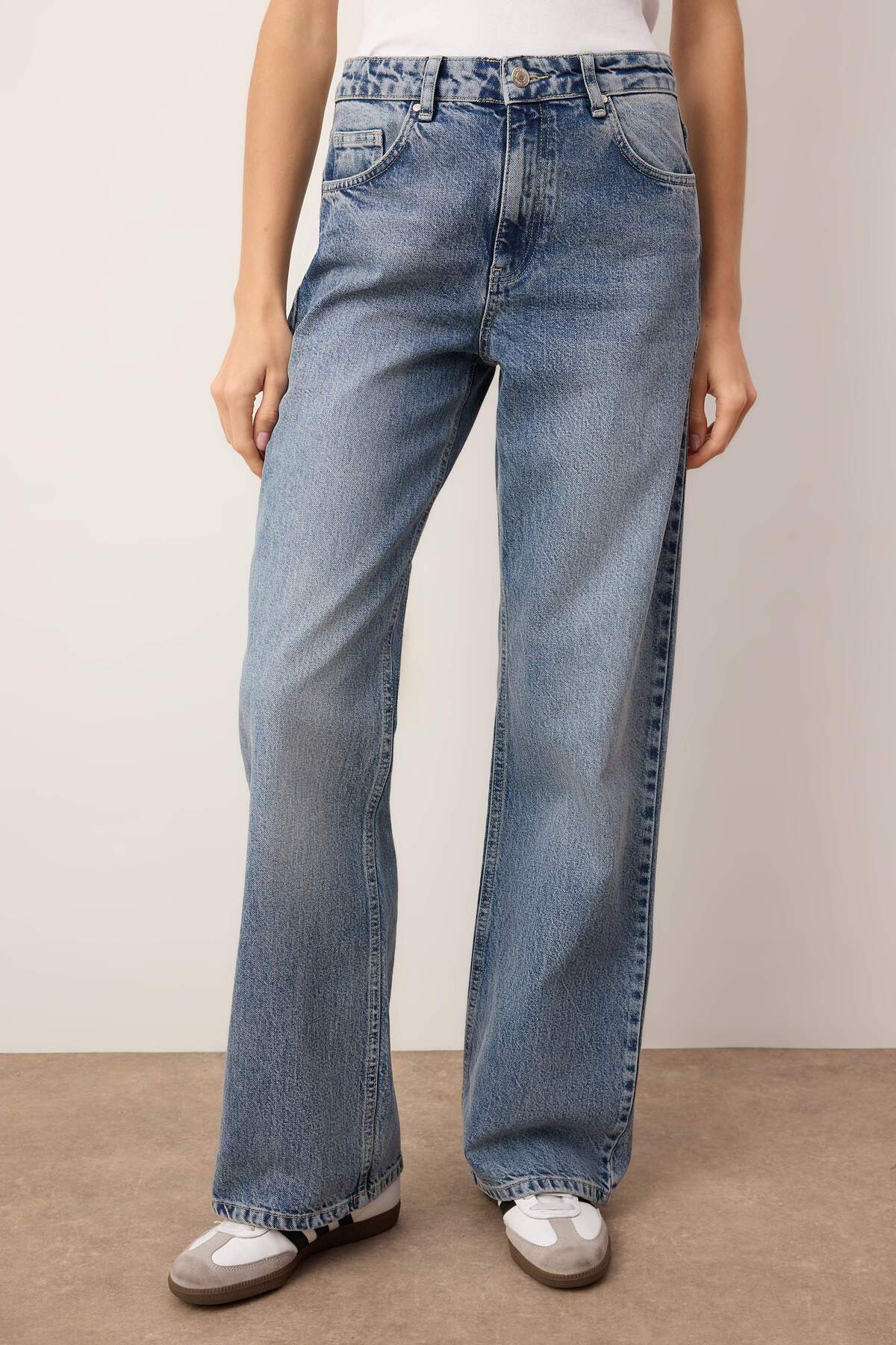 Trendyolmilla  Mavi Yüksek Bel Wide Leg Jeans TWOSS25JE00089 - Görsel 3