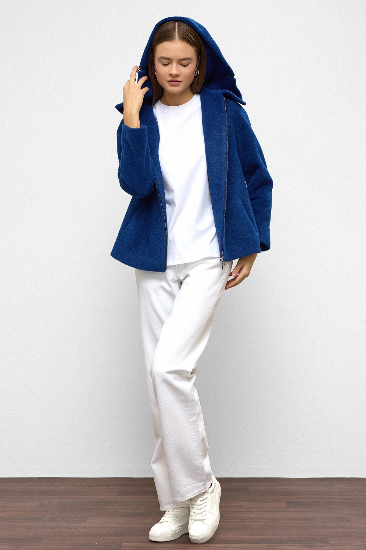 Olcay  Çıkabilir Kapüşonlu Fermuar Detaylı Oversize Kaban SAKS 3128 - Görsel 6