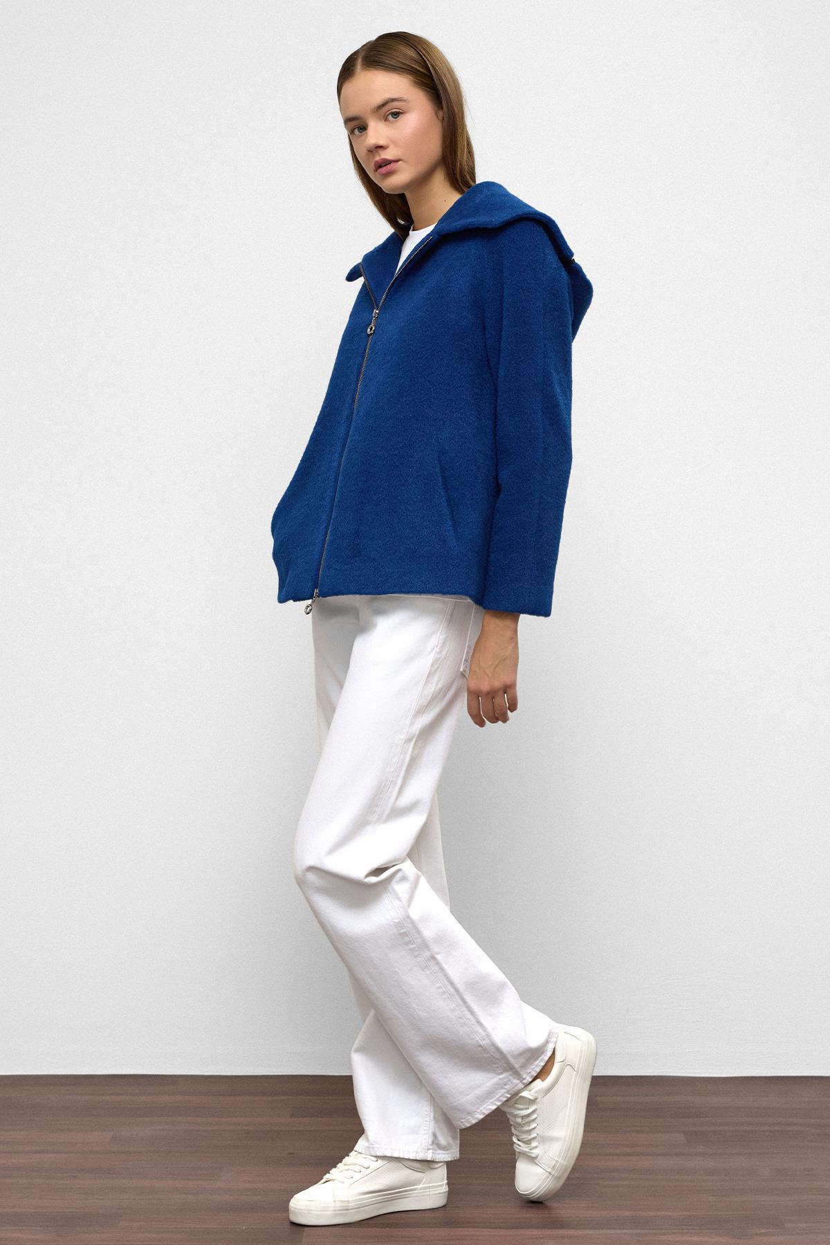 Olcay  Çıkabilir Kapüşonlu Fermuar Detaylı Oversize Kaban SAKS 3128 - Görsel 5