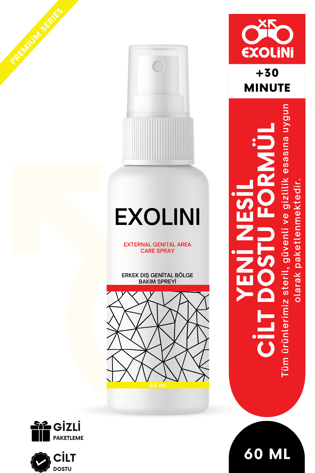 EXOLİNİ Uzun Deneyim Long Time Erkek Sprey 60 ml – Etkili Formül, Hızlı Uygulama
