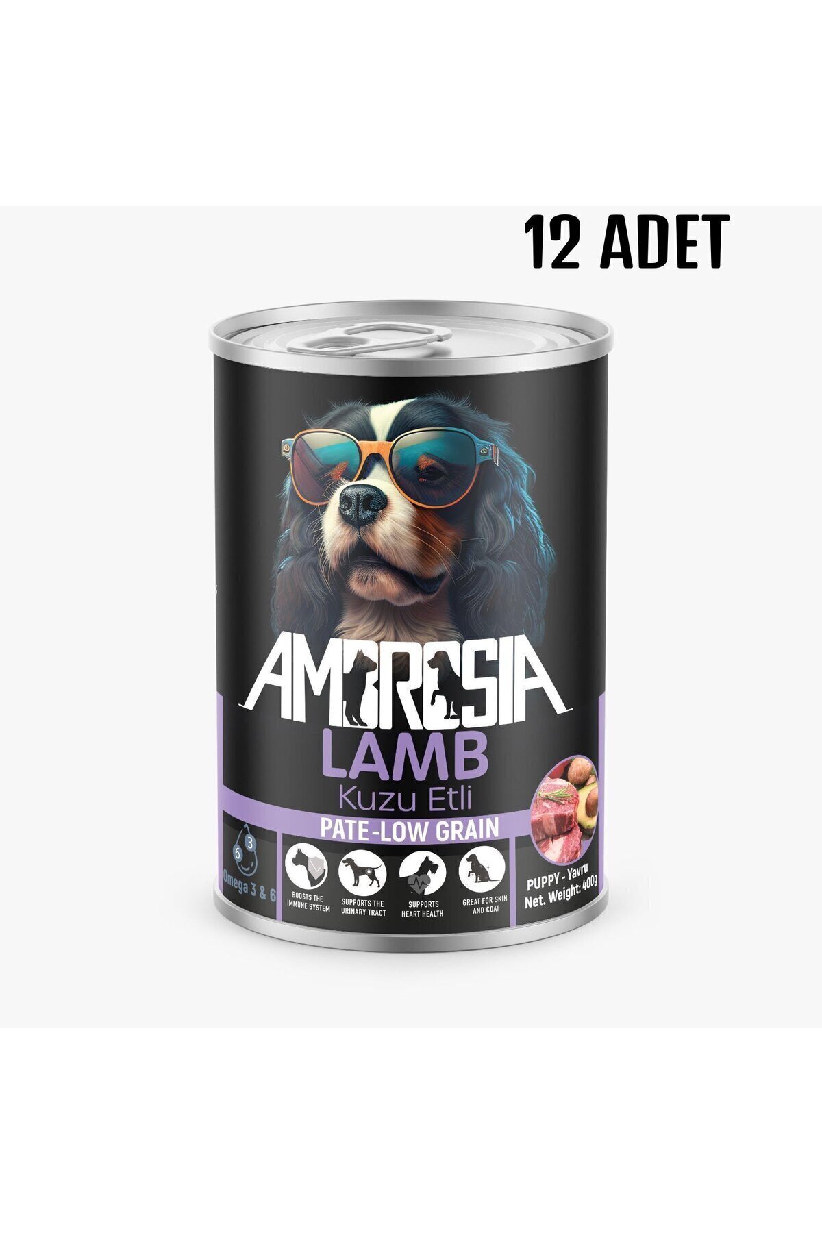 Ambrosia Kuzu Etli Ambrossia Pate (PÜRE) Yavru Köpek Maması 400 gr 12 Adet