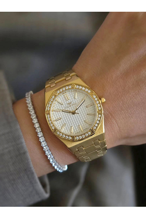 FERRO Sarı Çelik Kordon Kadın Kol Saati FL43029A-B 3ATM Su Geçirmez 2 Yıl Gar...