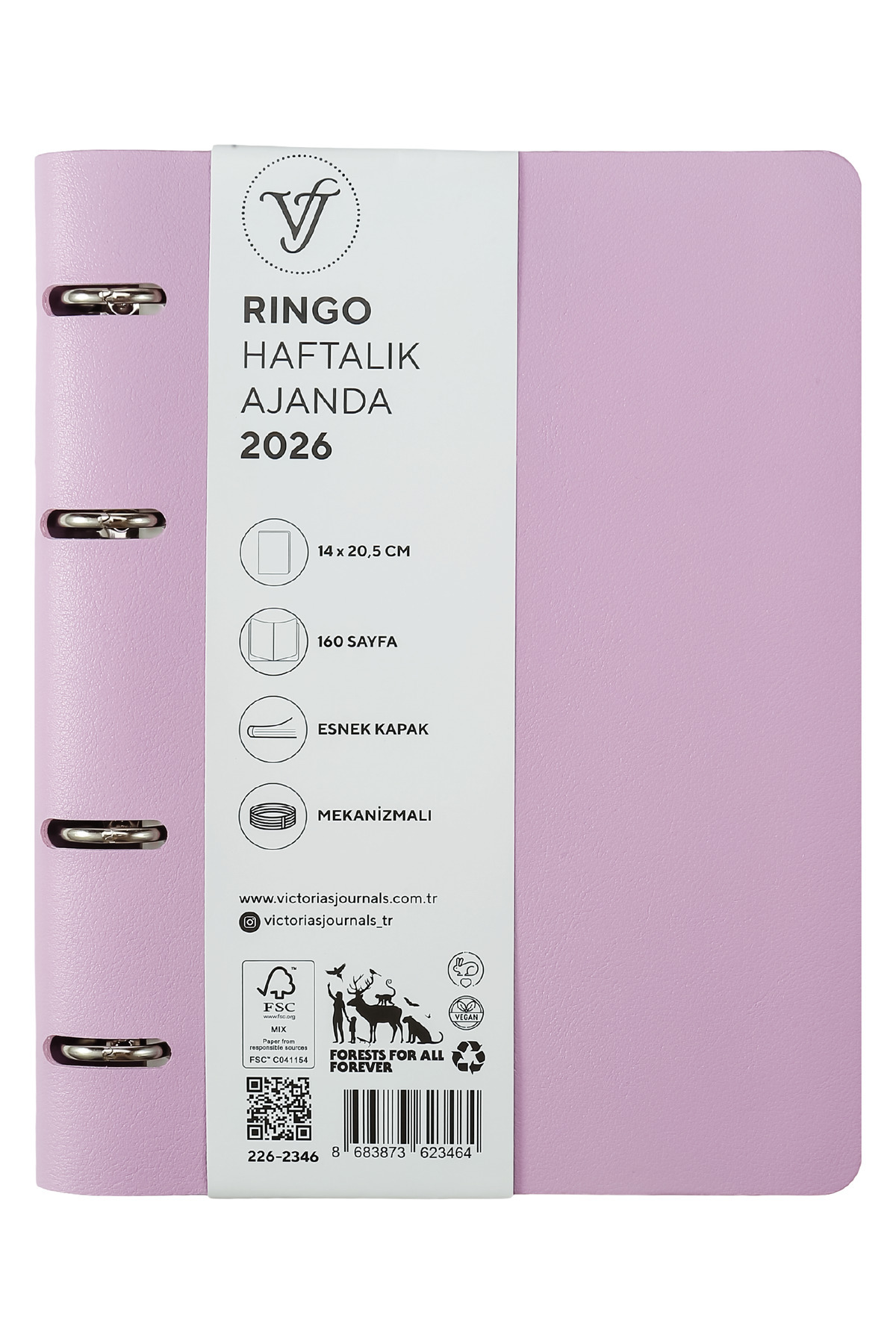 Victoria's Journals RinGo 2026 Haftalık Ajanda A5 (14x21cm) Esnek Kapak Ivory 80gr. İçi Değişebilir