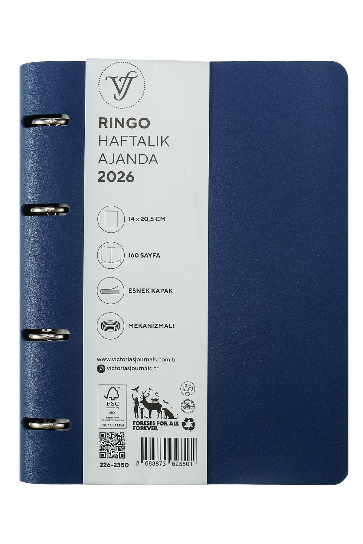 Victoria's Journals RinGo 2026 Haftalık Ajanda A5 (14x21cm) Esnek Kapak Ivory 80gr. İçi Değişebilir