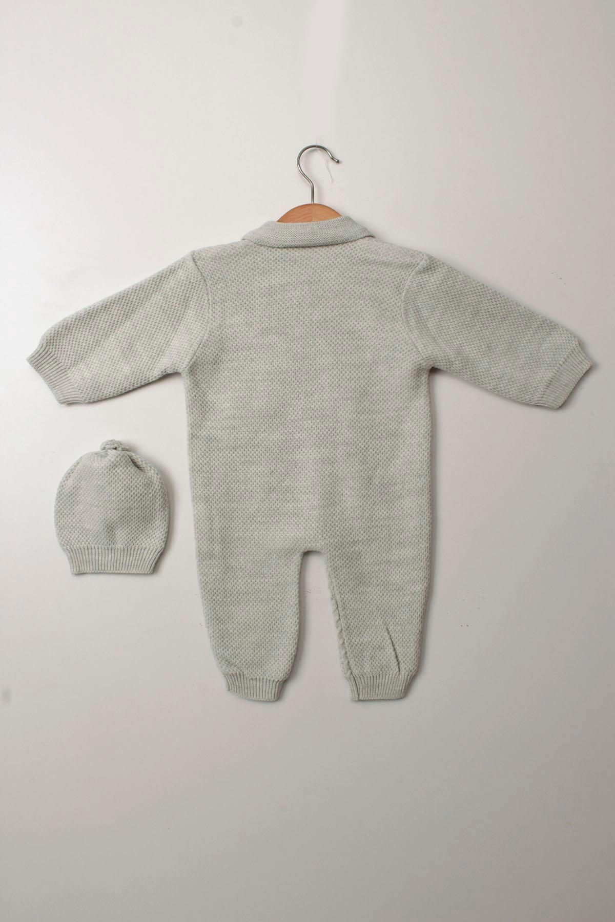 Çocuksan Baby&Kids Wear Unisex Bebek Örme Düğme Detaylı Şapkalı Triko Yenidoğan Tulum Takımı fotoğrafı 4 (önizleme)