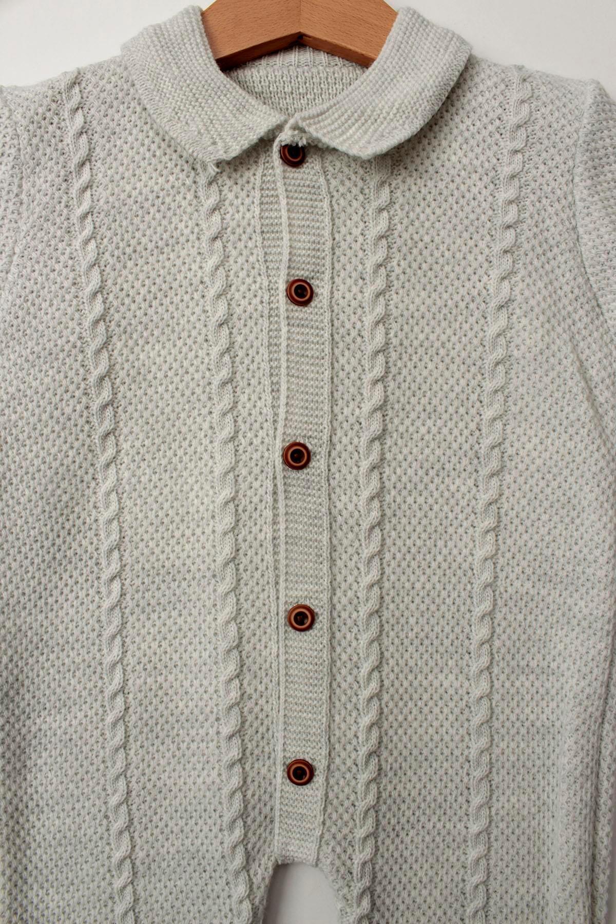 Çocuksan Baby&Kids Wear Unisex Bebek Örme Düğme Detaylı Şapkalı Triko Yenidoğan Tulum Takımı fotoğrafı 5 (önizleme)