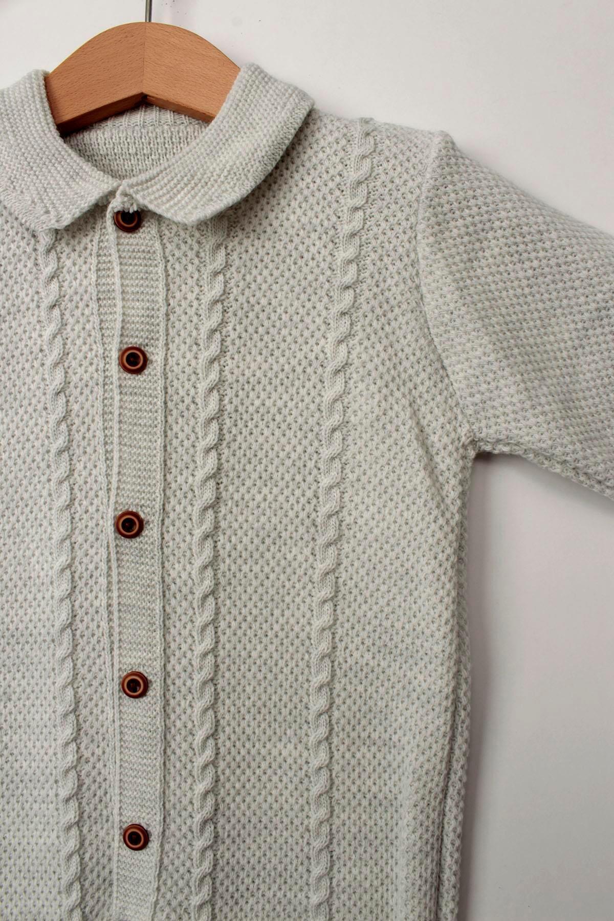 Çocuksan Baby&Kids Wear Unisex Bebek Örme Düğme Detaylı Şapkalı Triko Yenidoğan Tulum Takımı fotoğrafı 6 (önizleme)