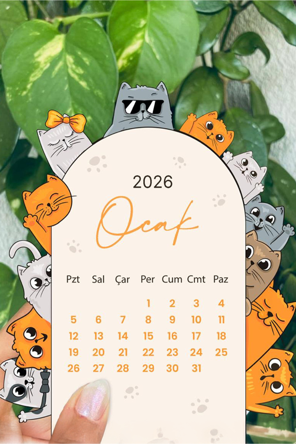 tinystoriestr 2026 Takvim -Kedili Masaüstü karton stantlı