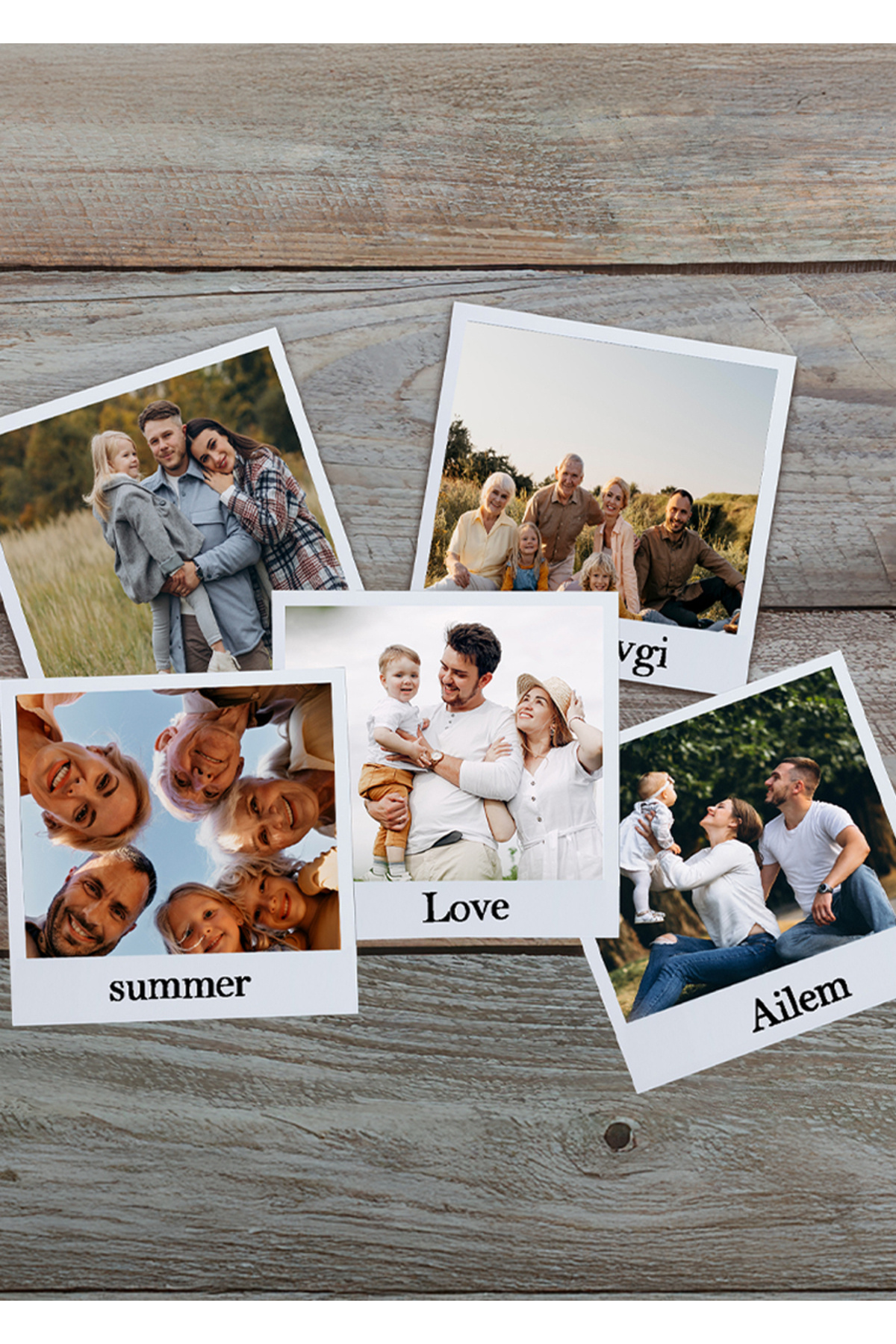 tinystoriestr Kare Klasik Polaroid Fotoğraf 12 Adet - Kişiselleştirilebilir Yazı (8x8 cm)