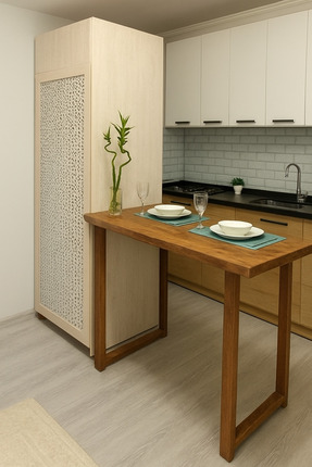 MODERN LİFEE Bar Masası Yüksek Yemek Masası Doğal Ahşap