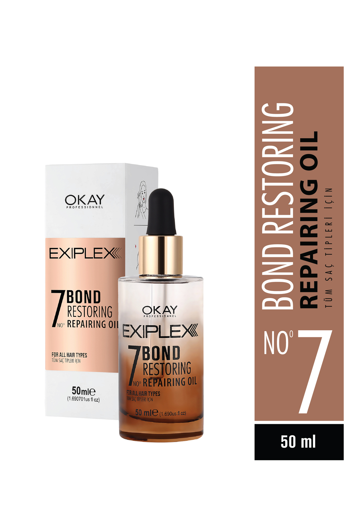 EXIPLEX Nº7 BOND RESTORING REPAIRING OIL 50ml (Bağ Onarıcı Saç Bakım Yağı) — OTR164 EXIPLEX (M703)