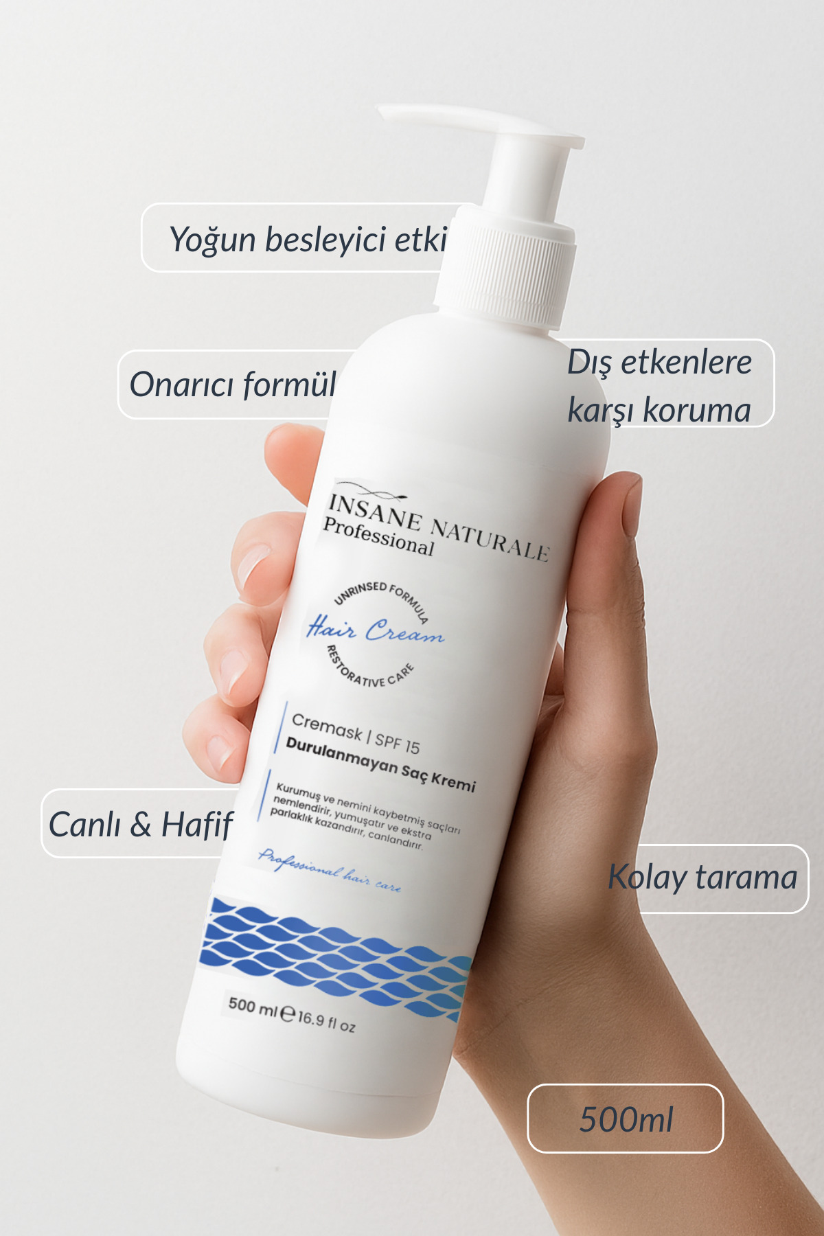 نرم کننده موی ترمیم کننده CREAMASK حاوی کراتین و بیوتین ۵۰۰ میلی لیتر — INSNTR002 — تصویر 5 از 6
