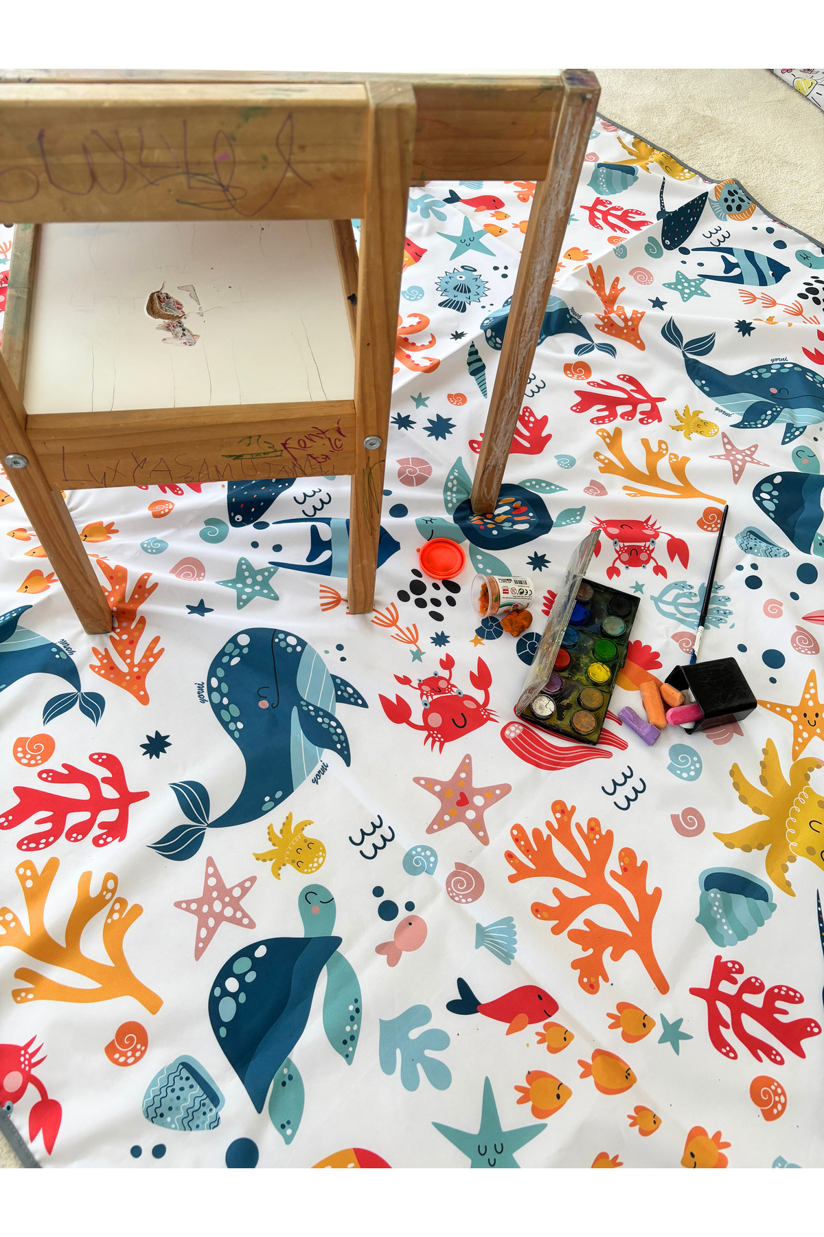 yorni 1Ocean 150x300cm Sıvı Geçirmez Çok Amaçlı Örtü, ister Yerde ister Masada Kullan Makinede Yıkanabilir fotoğrafı 7 (önizleme)