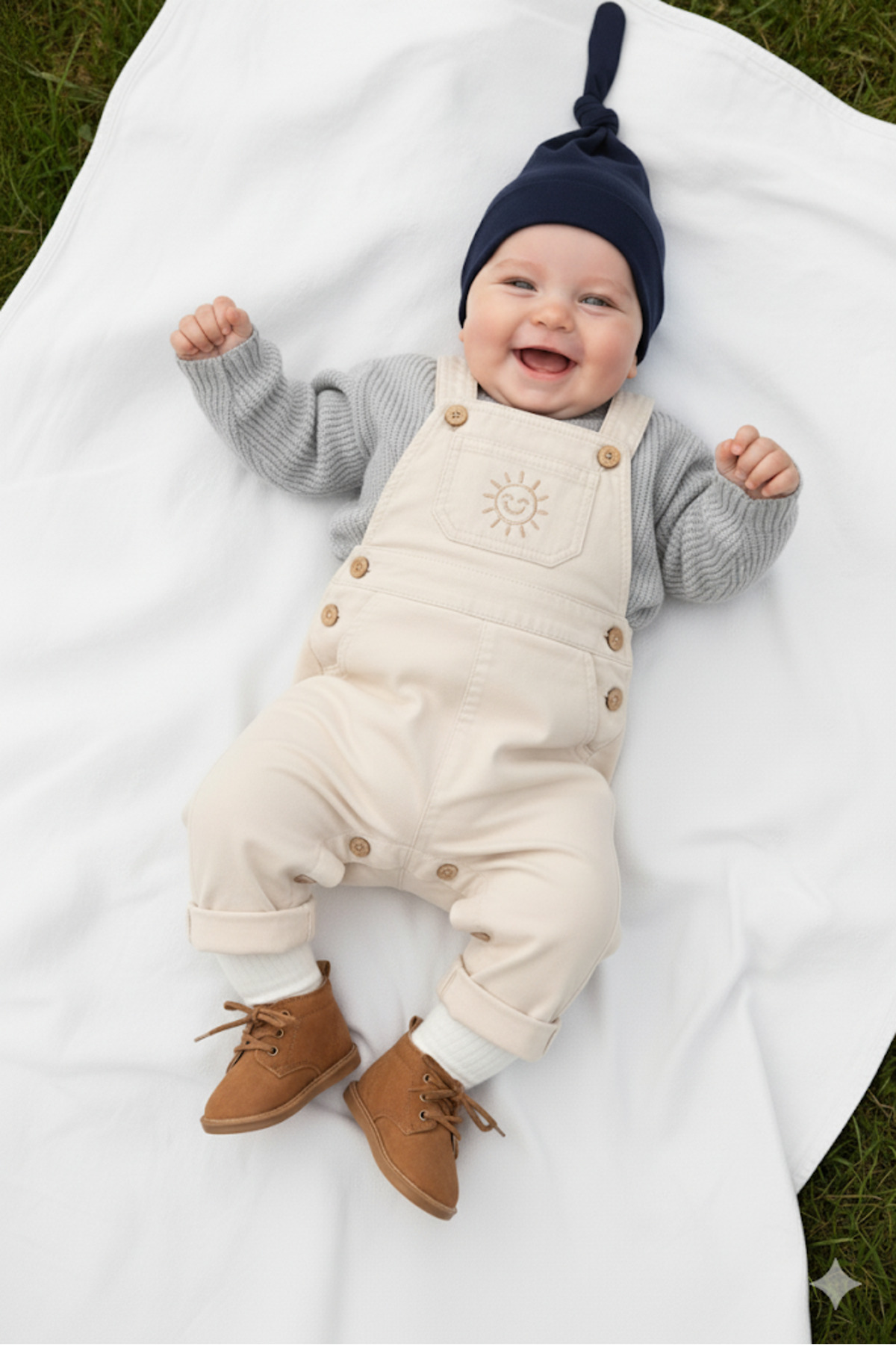 Babygiz Yenidoğan Kız Erkek Bebek %100 Pamuklu Penye Extra Yumuşak Hafif Terletmez Bere Lacivert fotoğrafı 5 (önizleme)