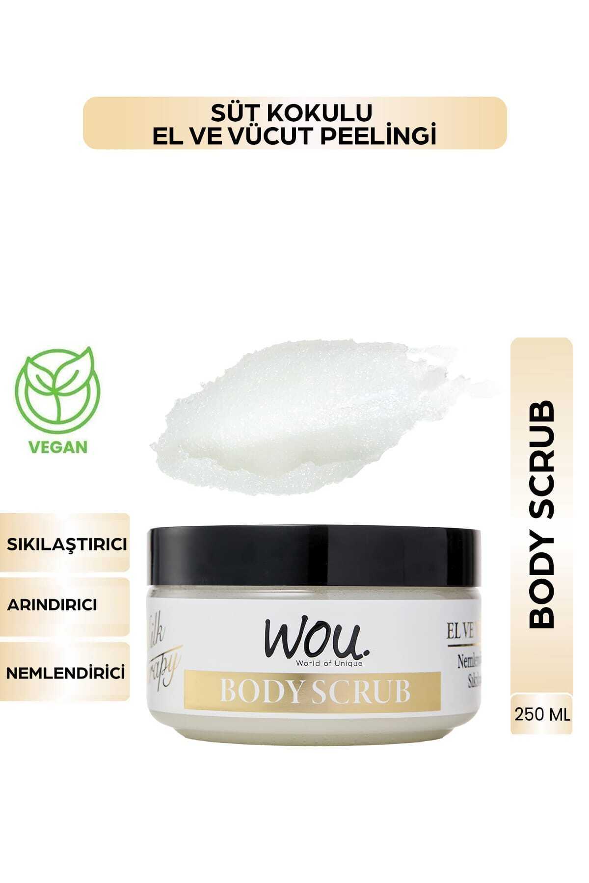 WOU World of Unique Milk Therapy Body Scrub Sıkılaştırıcı,Arındırıcı,Nemlendirici Vücut Peelingi 250 ml