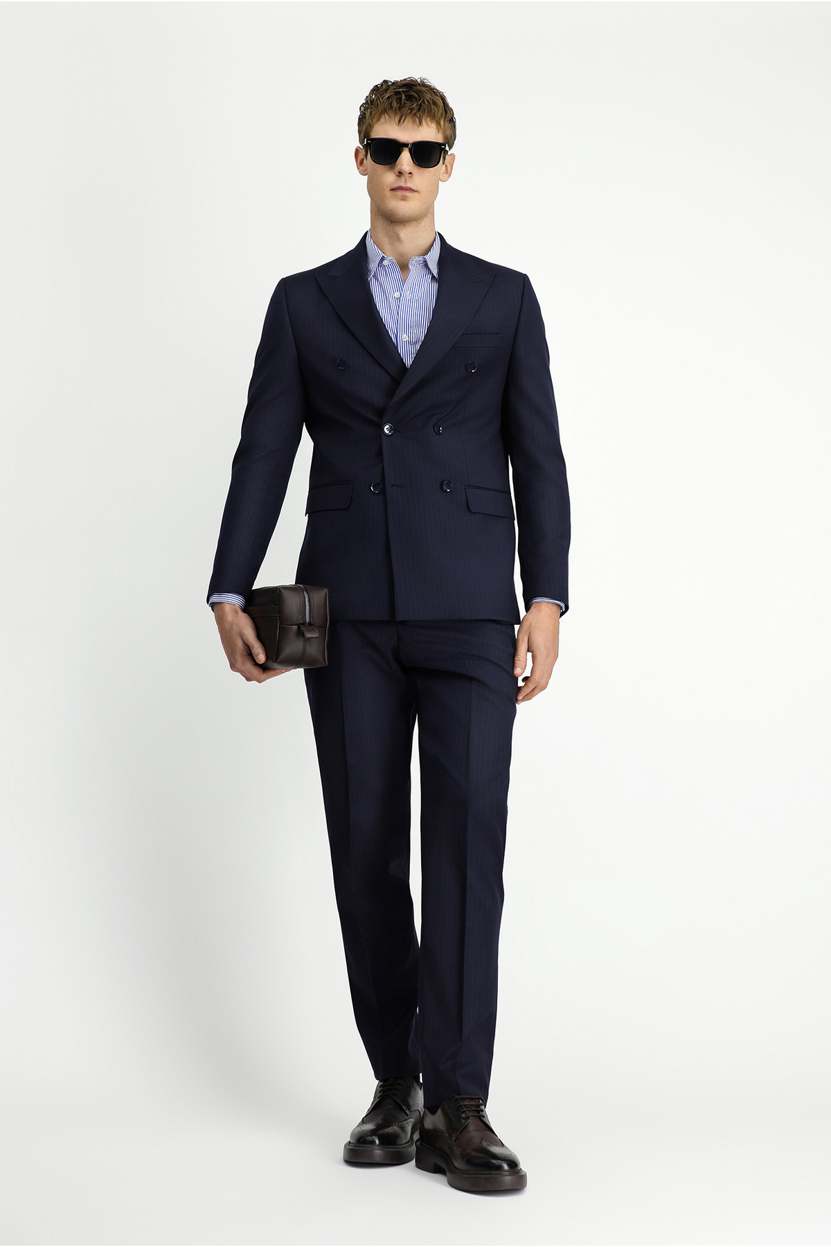 کیگیلی کت و شلوار پشمی یقه تیز معمولی با دو دکمه