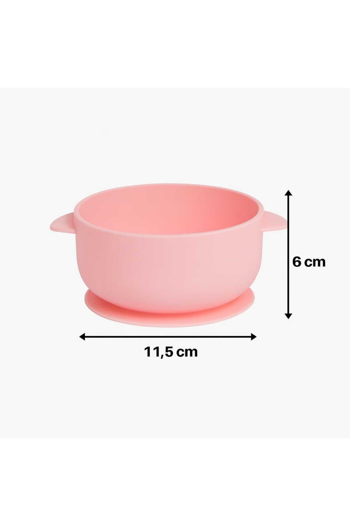 CKM silikon Sızdırmaz Vakumlu Kapaklı Silikon Bebek Mama Kasesi Ve Kaşığı 400 ml Pembe fotoğrafı 3 (önizleme)