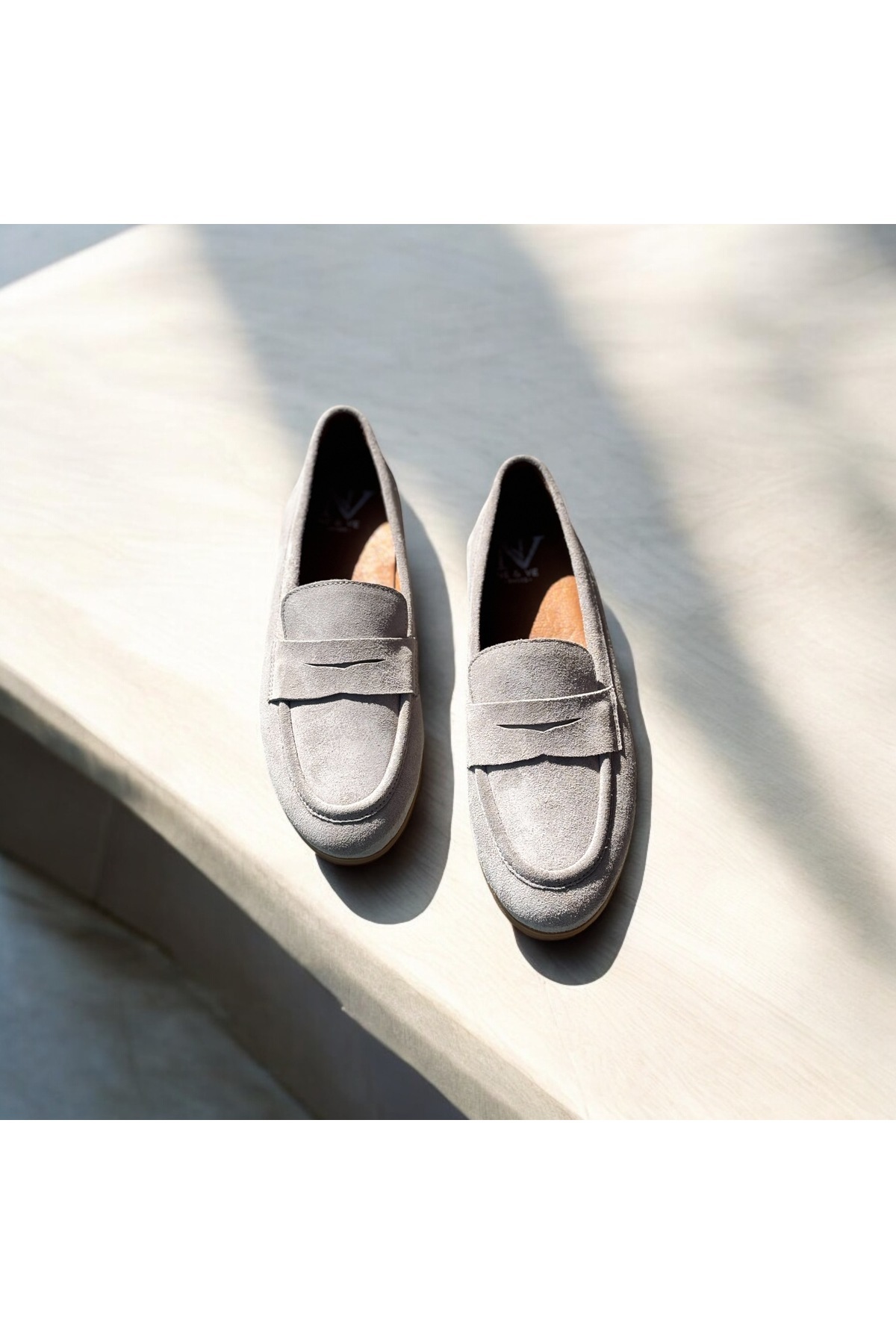 NE&VE SHOES Gri Süet Hakiki Deri Kadın Loafer Ayakkabı görsel 2