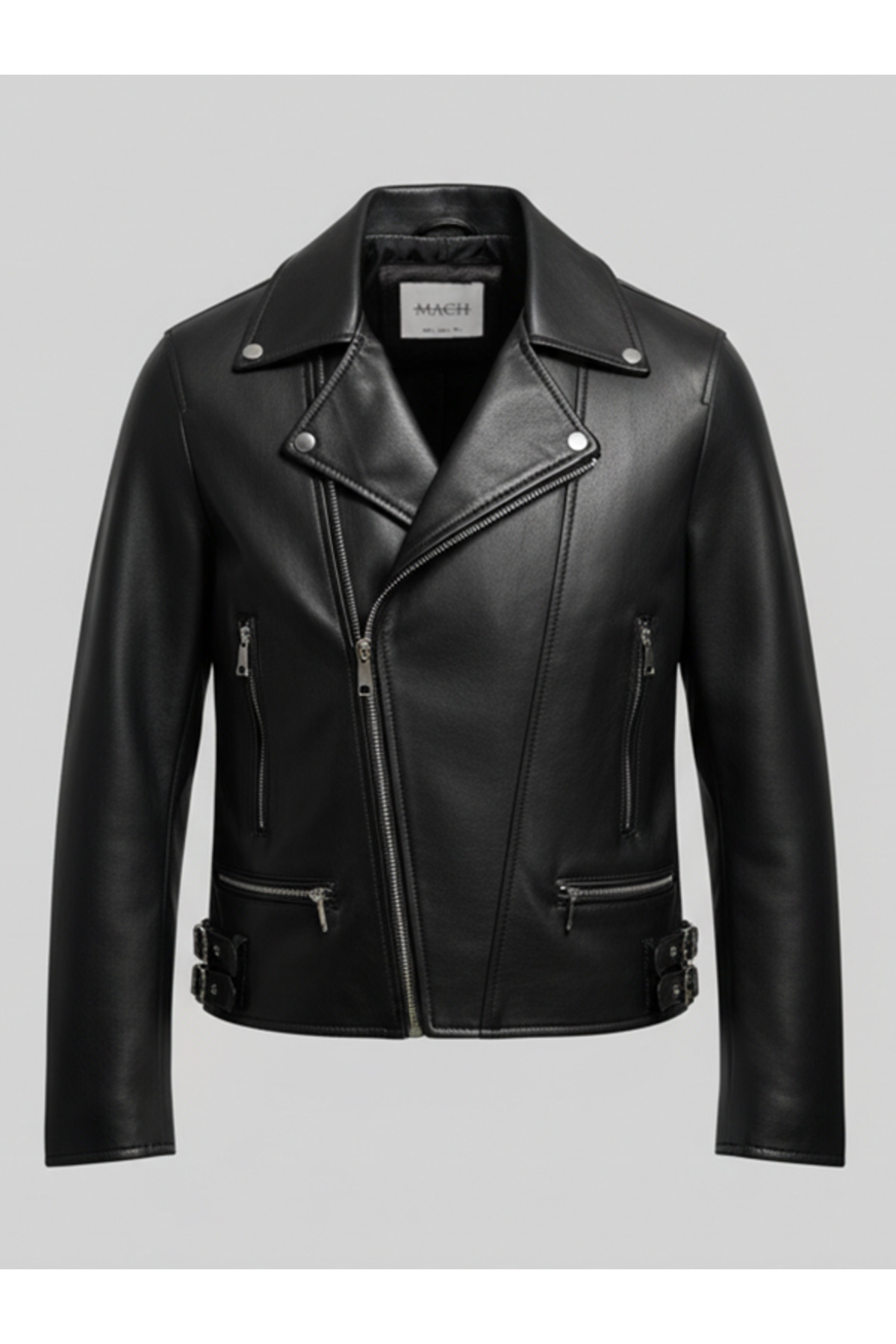 Mach  Erkek Çapraz Fermuarlı Dar kesim İçi Kürklü Deri Ceket - Görsel 2