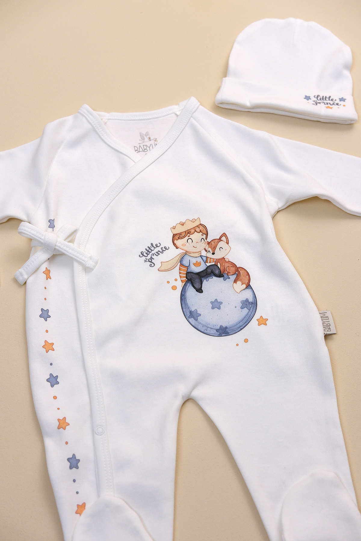 BABYLİM Küçük Prens Kruvaze Tulum Seti %100 Pamuk Erkek Bebek fotoğrafı 4 (önizleme)