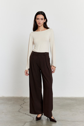 FACETTE Kadın Acı Kahve Düğme Detay Yüksek Bel Palazzo Pantolon