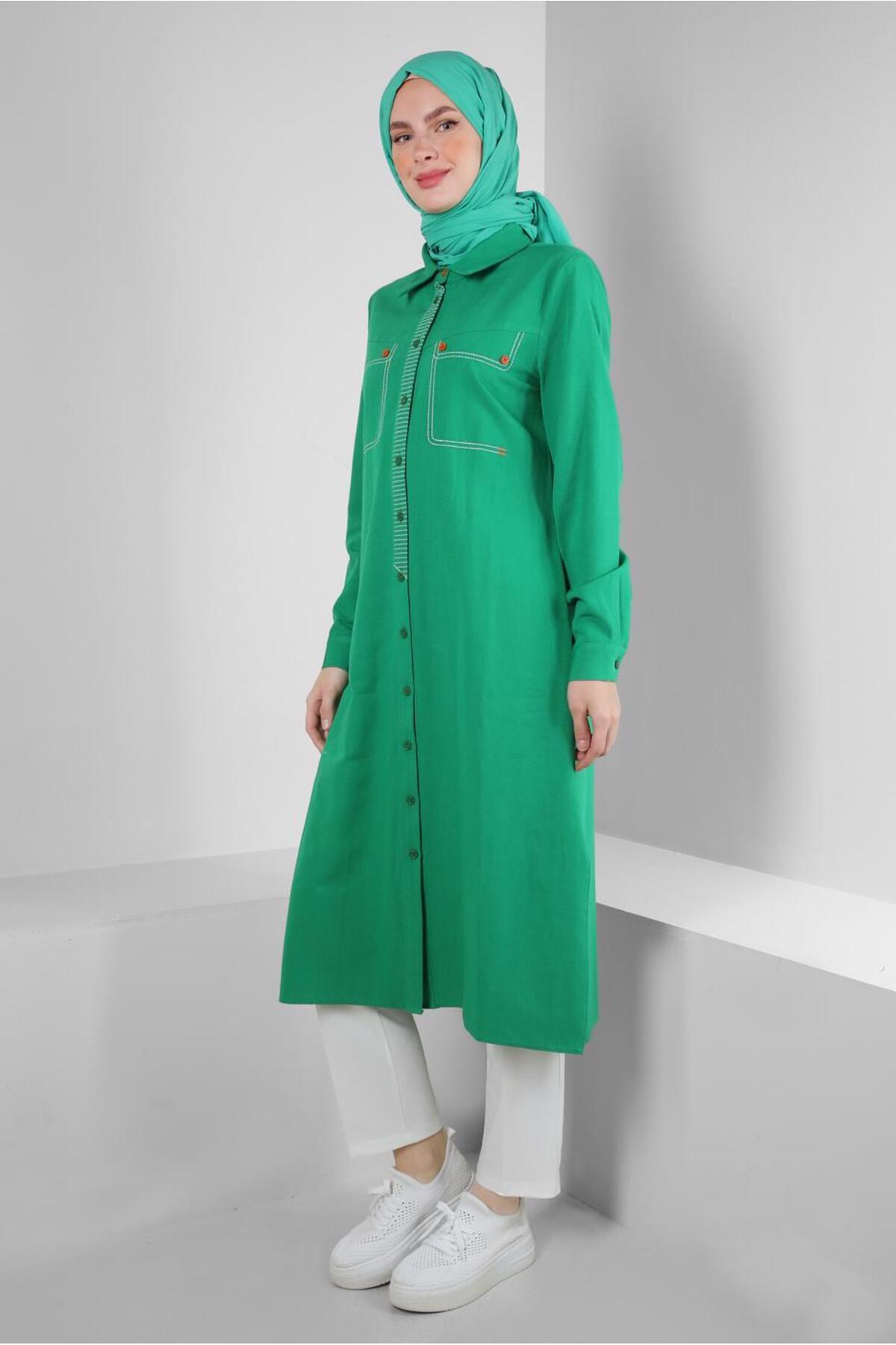 آلوینا تونیک کتان دکمهدار با دوخت دقیق ۴۳۶۰۶ آلوینا تونیک کتان دکمهدار با دوخت دقیق ۴۳۶۰۶