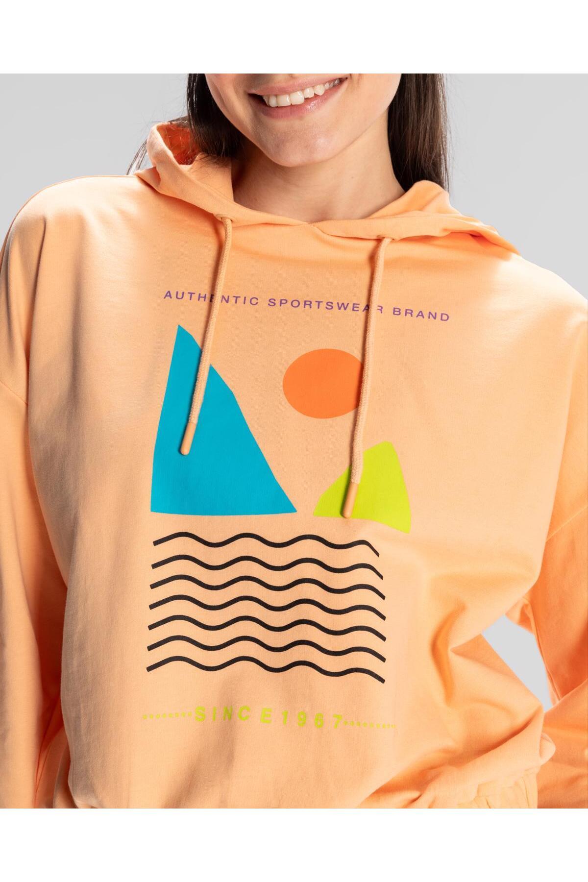 Kappa Sport Viola Hoodie Kadın Turkuaz Regular Fit Hoodie görsel 4