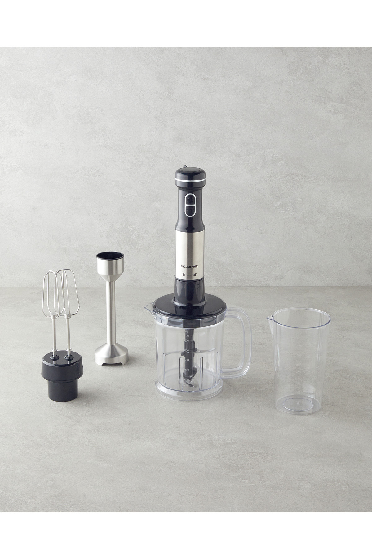 English Home MBS 3010 4 Bıçaklı Mini Blender Seti 1500W Siyah-Krom