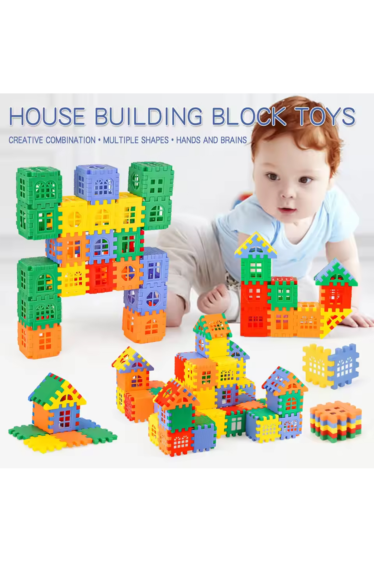 ۷۲ تکه خانه سازی کودکان، بلوک‌های ساختمانی، اسباب‌بازی‌های مونتاژ، پازل، بلوک‌های با قطعات بزرگ، وال