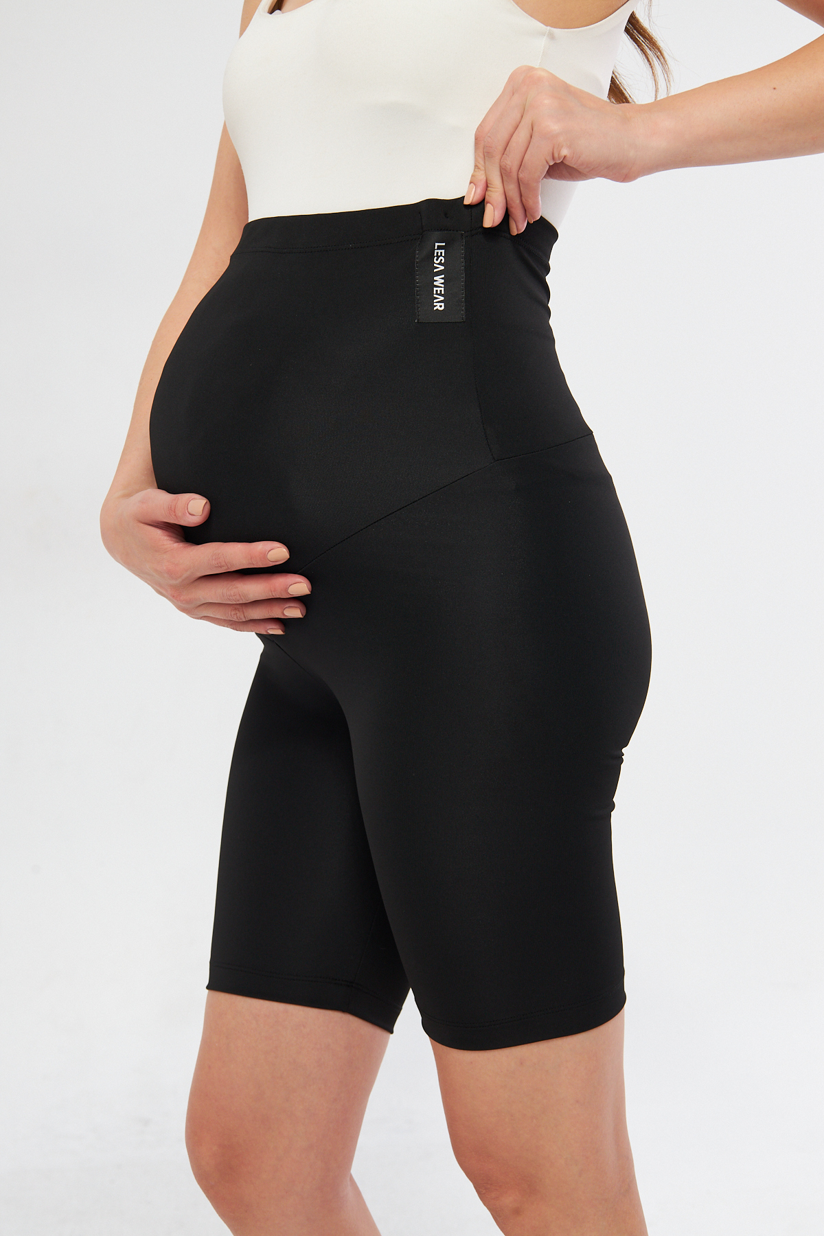 Lesa Wear Diz Üstü Biker Ayarlanabilir Yüksek Bel Esnek Toparlayıcı Ve Sıkılaştırıcı Kısa Hamile Tayt fotoğrafı 2 (önizleme)