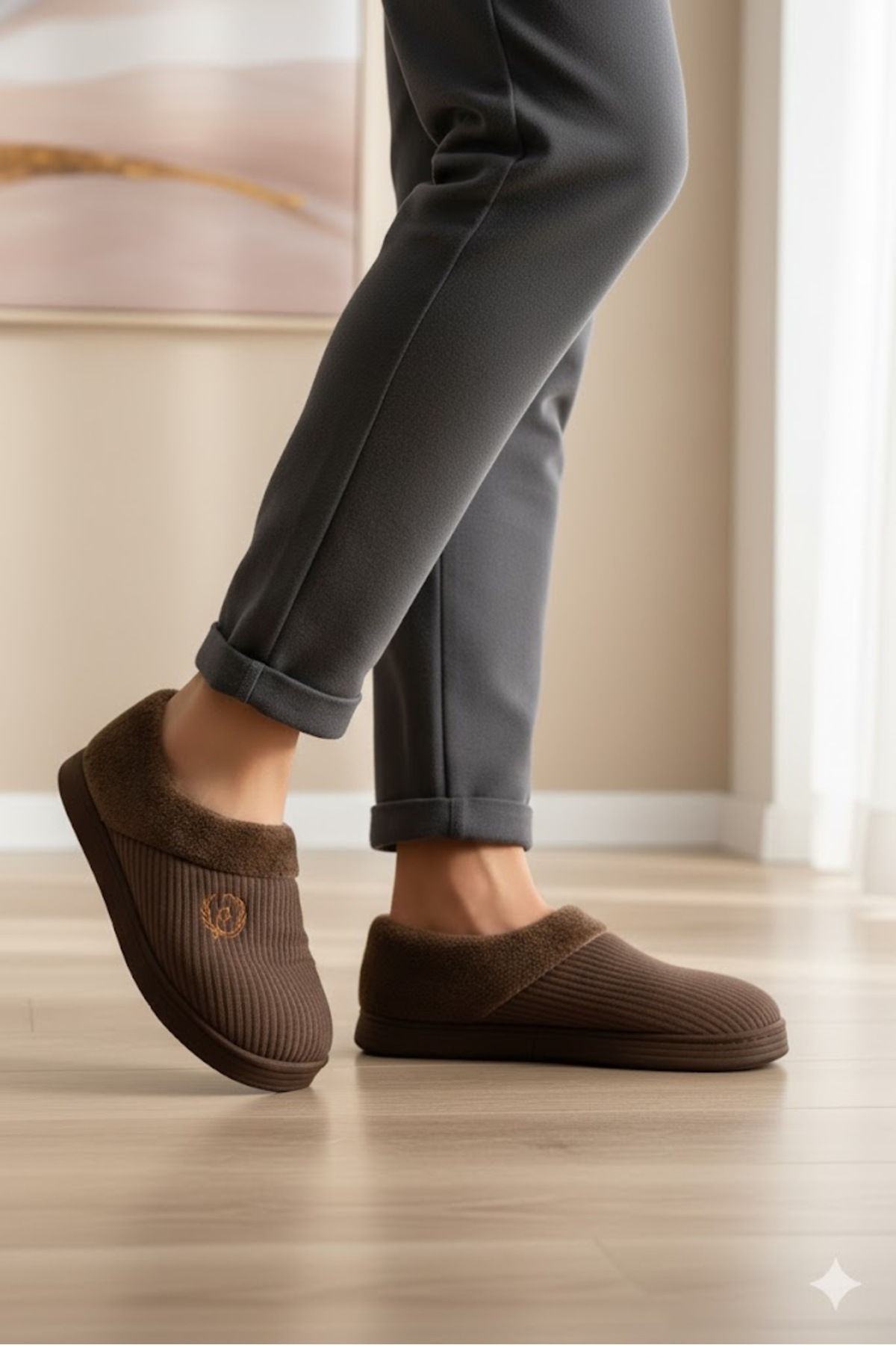  دمپایی مردانه نوردیک، پارچه مخمل کبریتی، کفش‌های راحتی داخلی با کفی نرم و خزدار