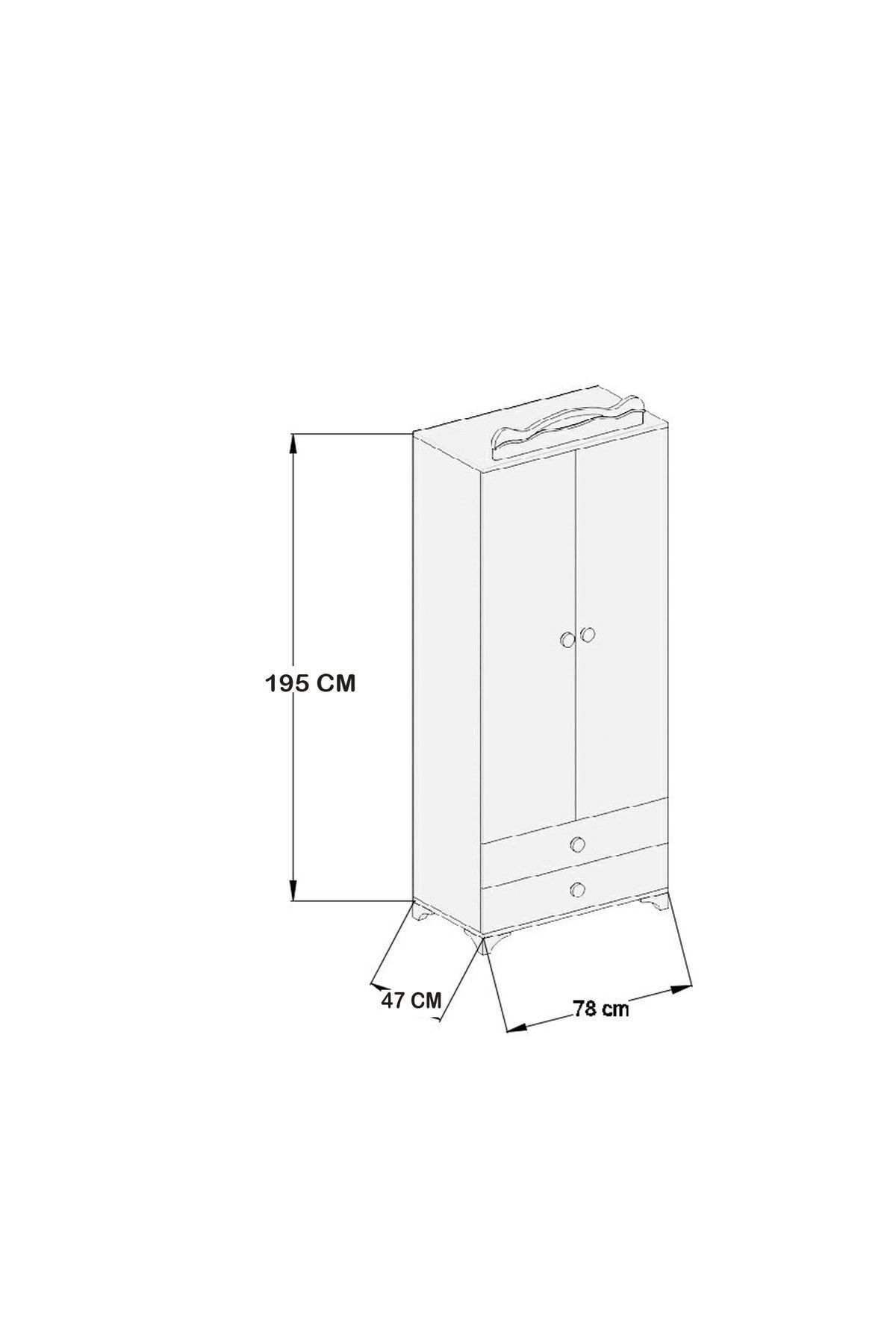 Patiko Furniture Patiko Sahra 058 2 Kapılı Dolap Pembe fotoğrafı 6 (önizleme)