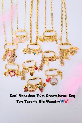 WONDER TOUCH Ataç Kişiye Özel Çoklu Charm Kolye,Kalp,Harf,Nazar,Yıldız,İnci C...